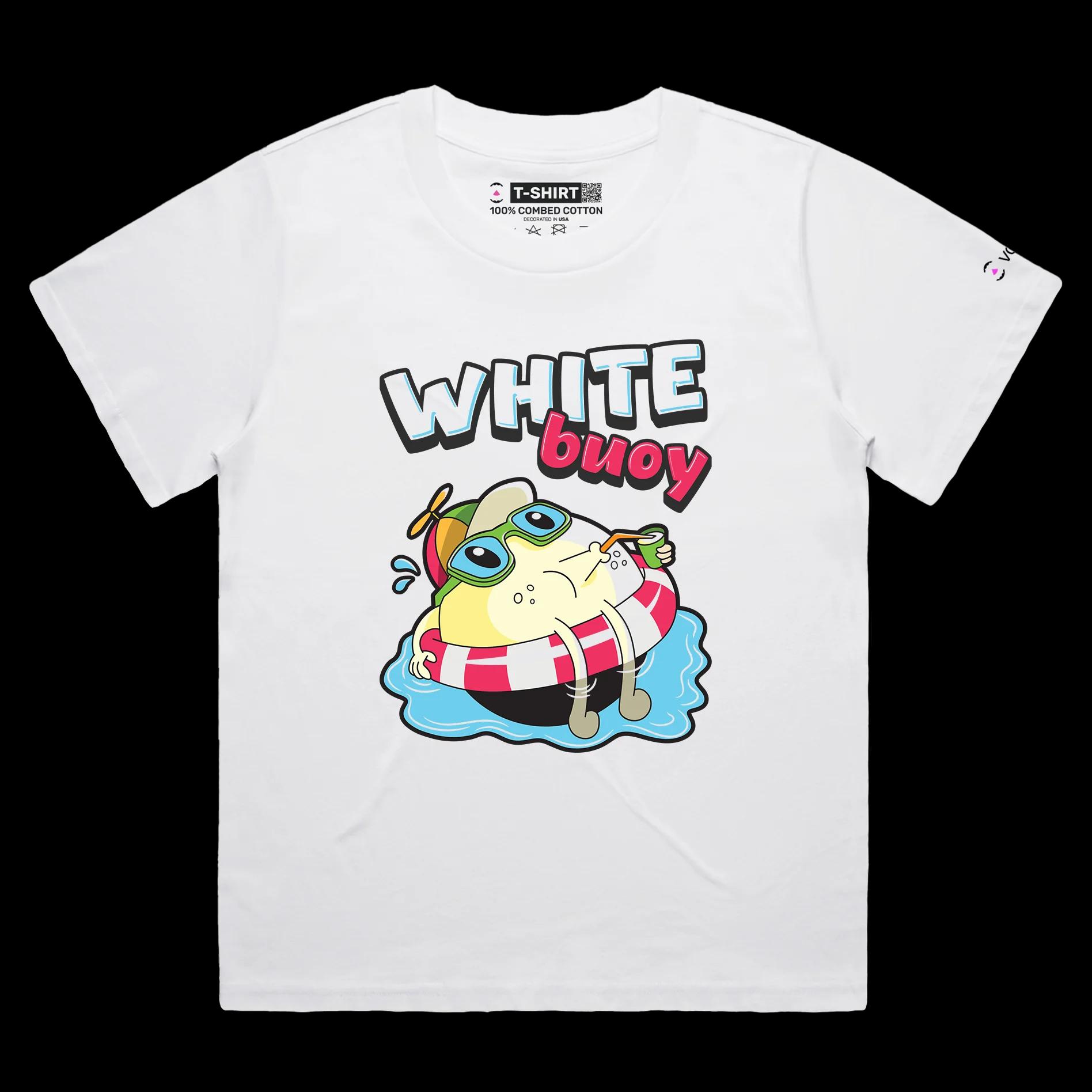 VOICEART White Female Loose White Buoy Funny T-Shirt Premium Quality Graphic Design Boy with a Peace Sign Wordplay Tee v1