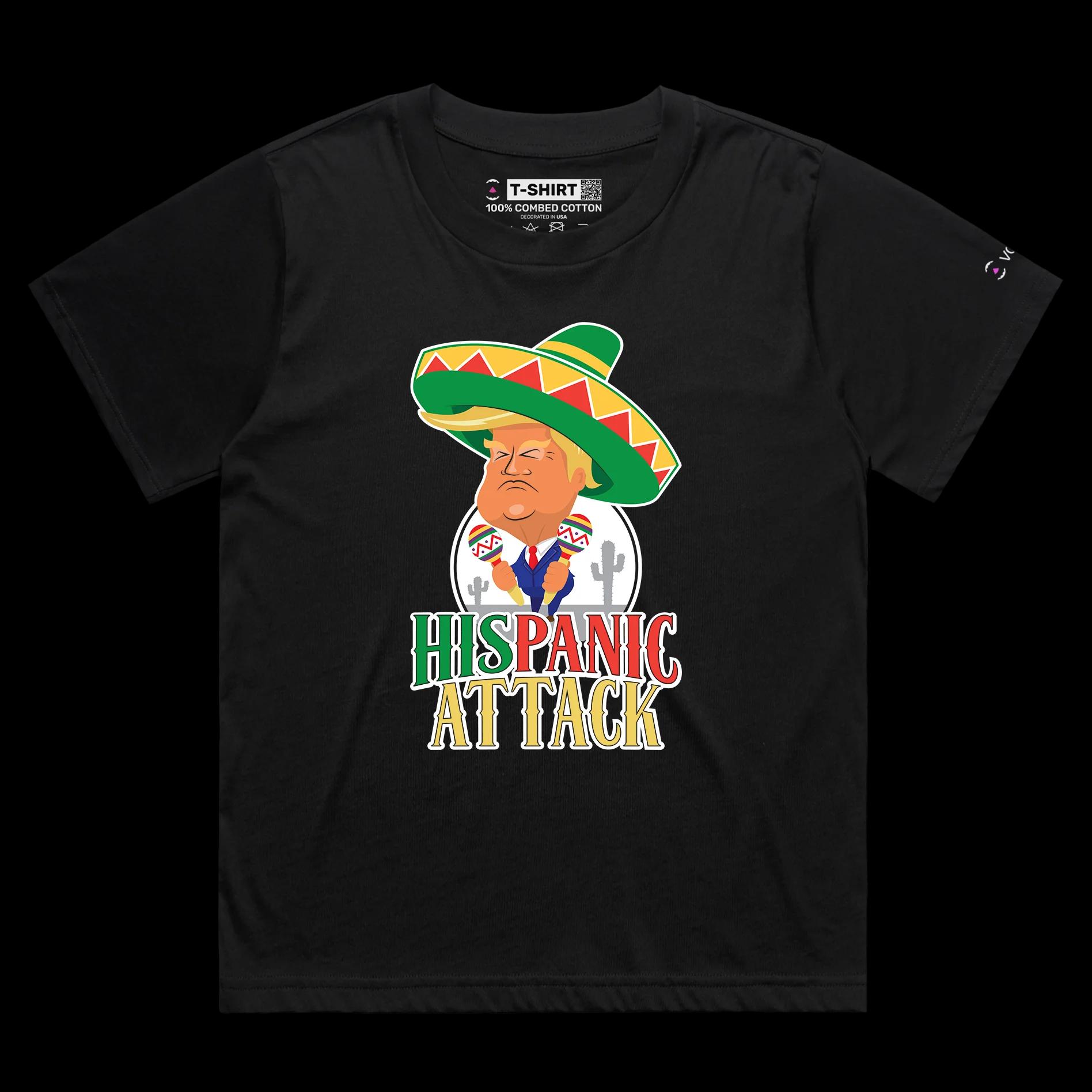 VOICEART Black Female Loose President Trump in a Sombrero T-Shirt Premium Graphic Funny Latino Tee with Play on Words