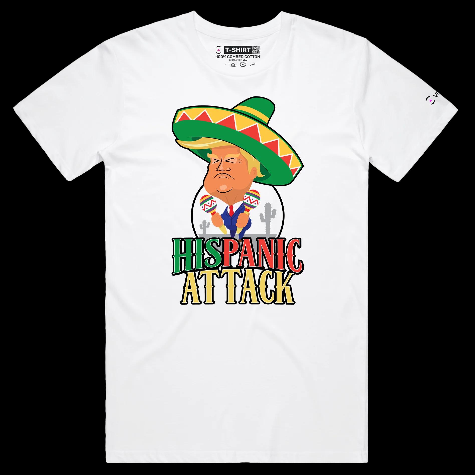 VOICEART White Male Regular President Trump in a Sombrero T-Shirt Premium Graphic Funny Latino Tee with Play on Words