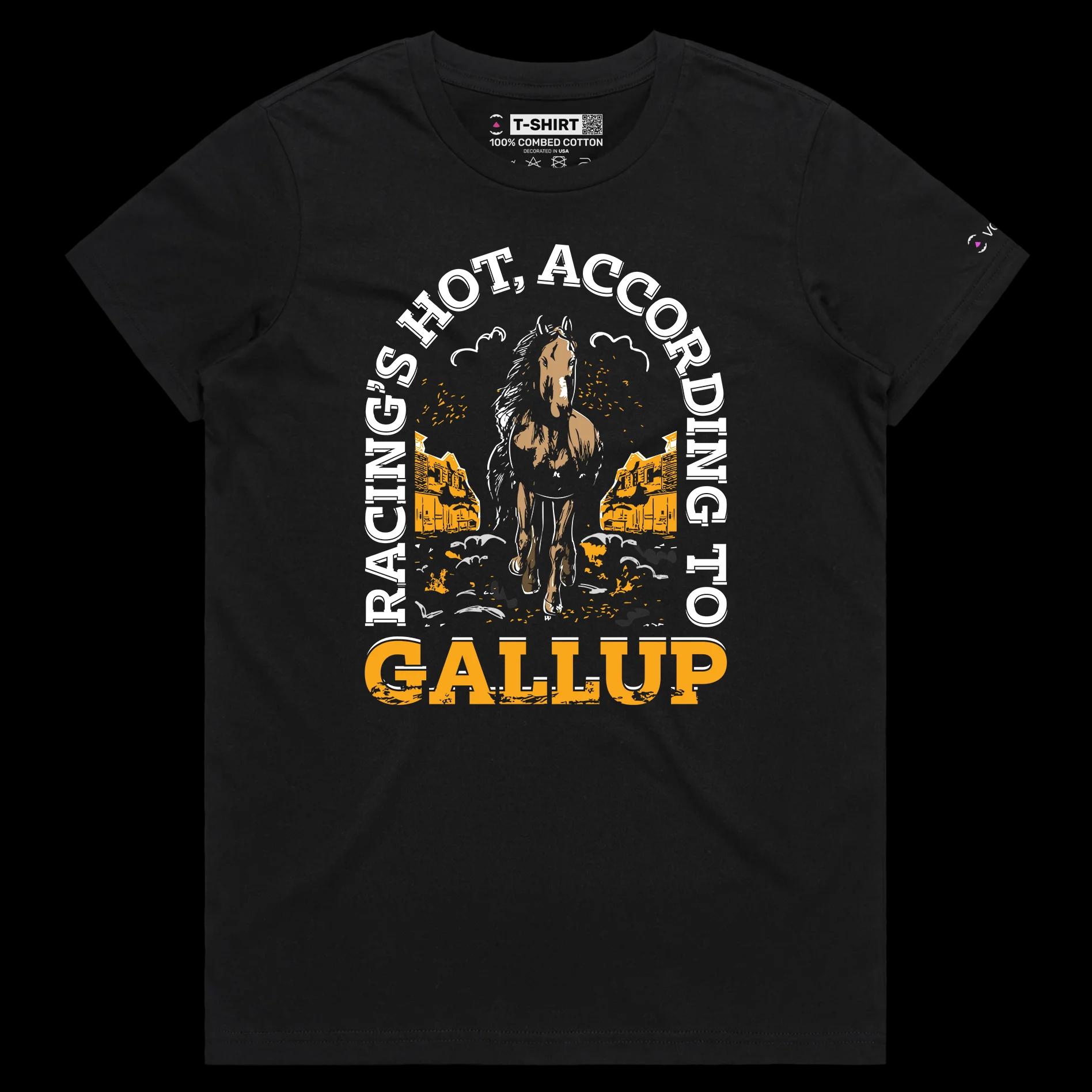 VOICEART Black Female Regular Horse Racing Sports T-Shirt Premium Quality Graphic Design Gallup Clever Play on Words Tee