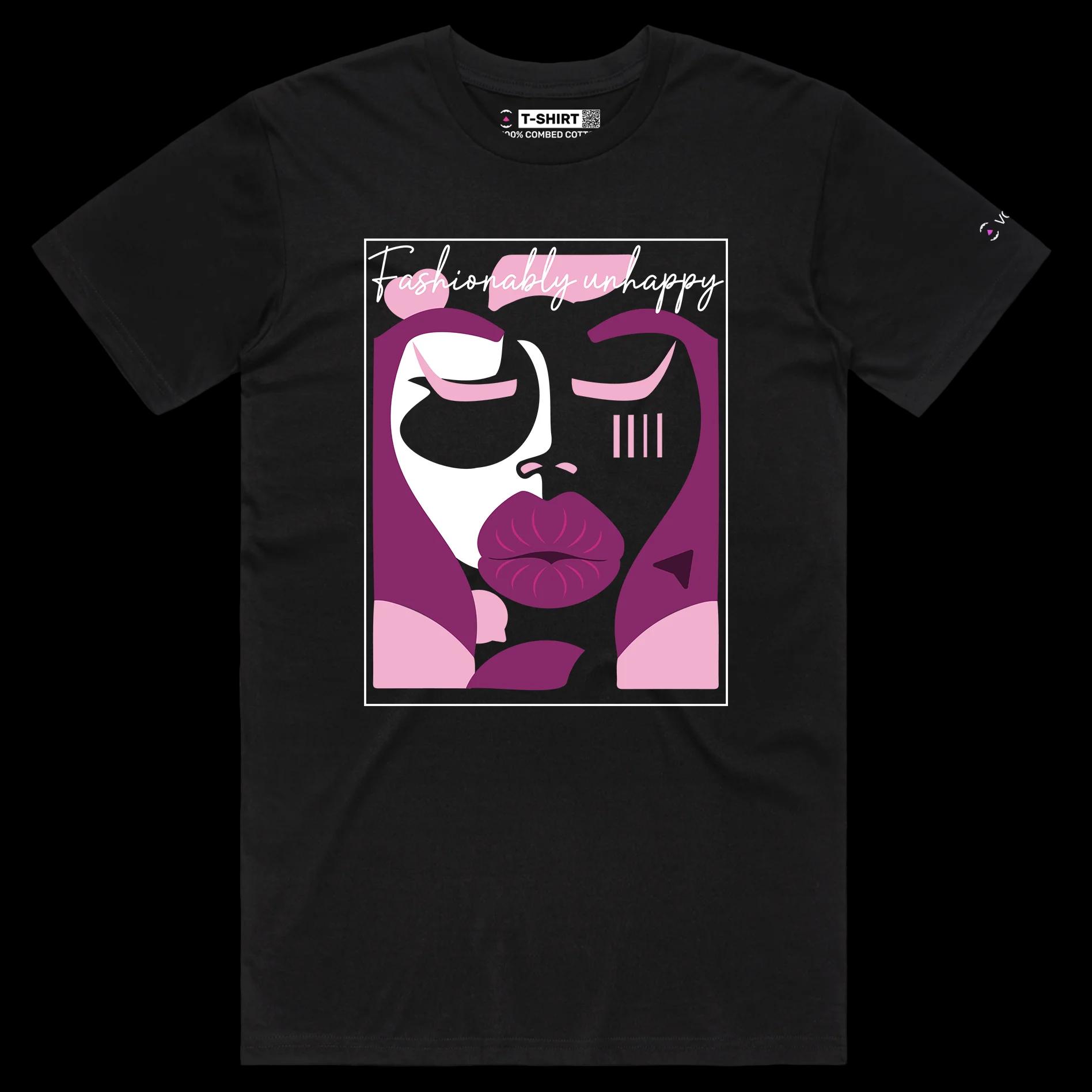 VOICEART Black Male Regular Social Media Trends Premium T-Shirt Quality Graphic Funny Influencers Unhappy Duck Face