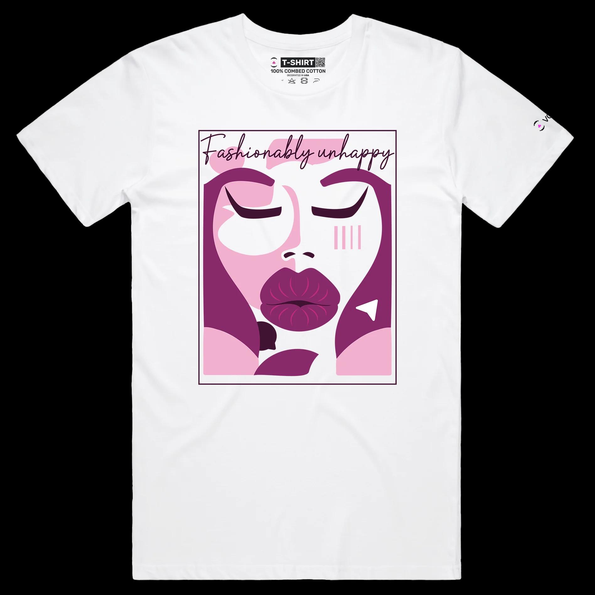 VOICEART White Male Regular Social Media Trends Premium T-Shirt Quality Graphic Funny Influencers Unhappy Duck Face