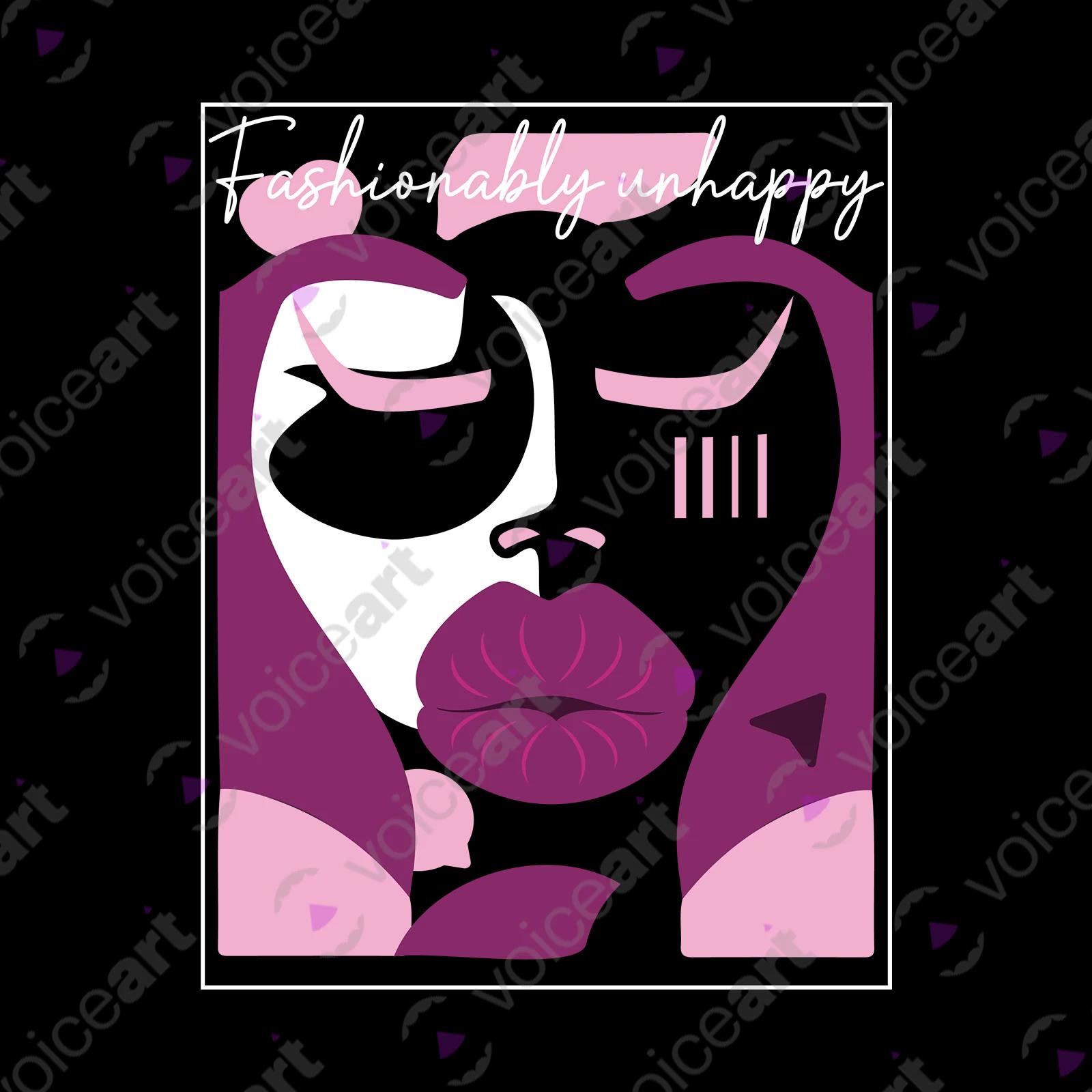 VOICEART Black Watermark Social Media Trends Premium T-Shirt Quality Graphic Funny Influencers Unhappy Duck Face