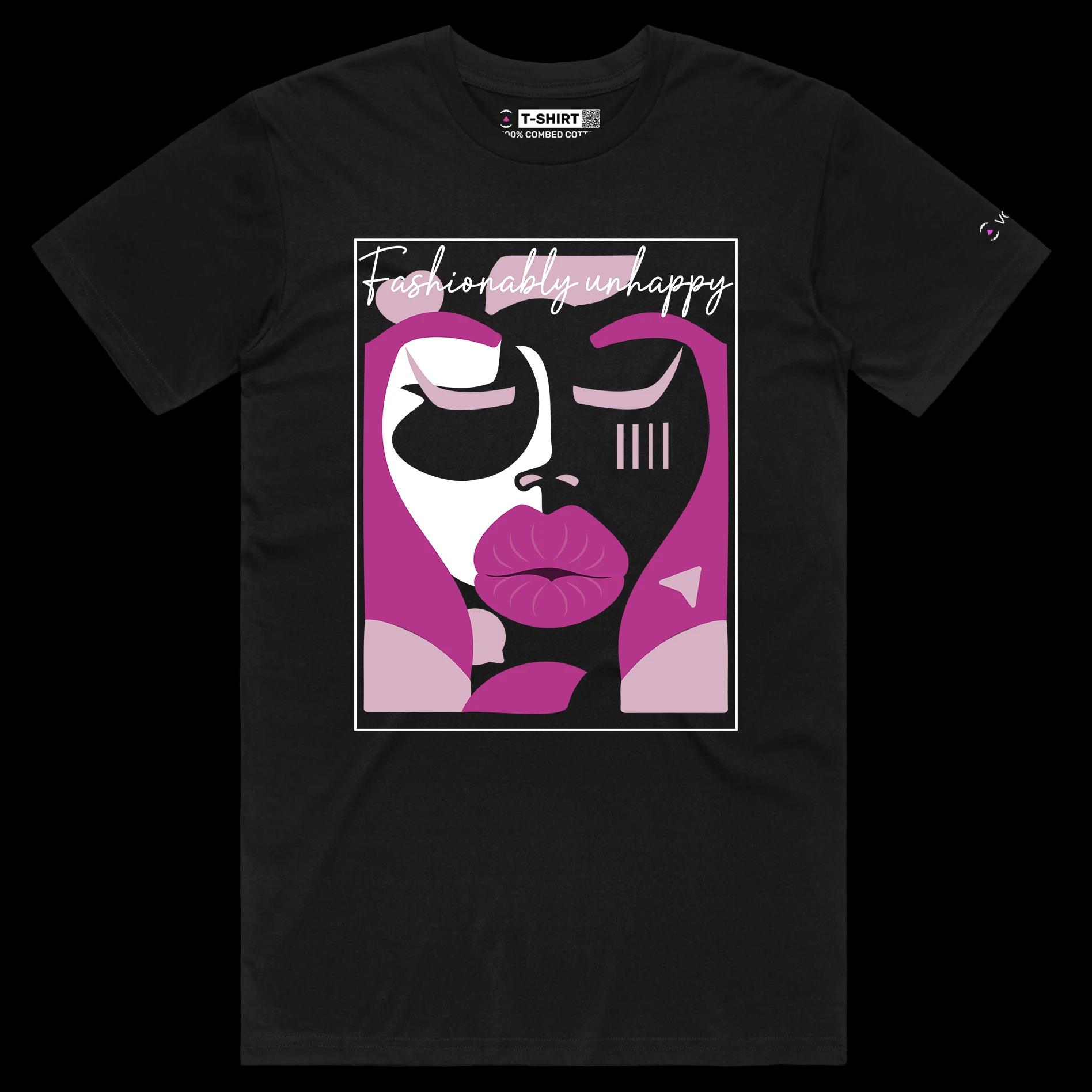 VOICEART Black Male Regular Social Media Trends Premium T-Shirt Quality Graphic Funny Influencers Unhappy Duck Face