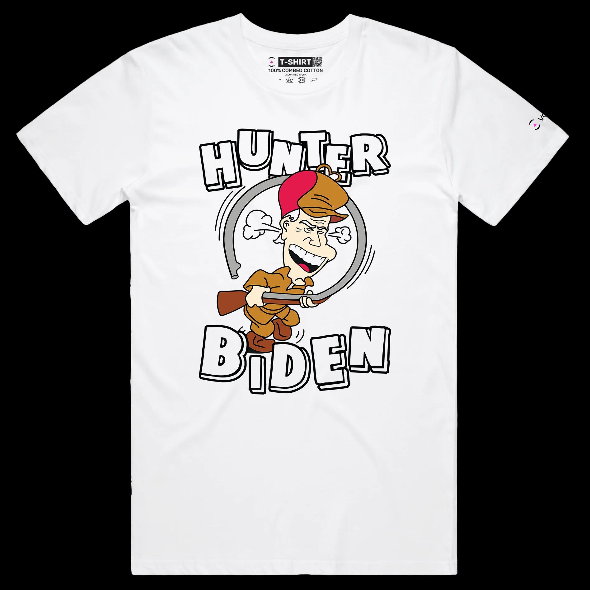 VOICEART White Male Regular President Biden Hunting Grounds Funny T-Shirt Premium Graphic Political Wordplay Humor Tee