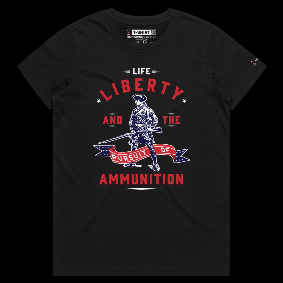 VOICEART Black Female Regular Minuteman Funny Political T-Shirt Premium Quality Graphic Design Second Amendment Gun Control