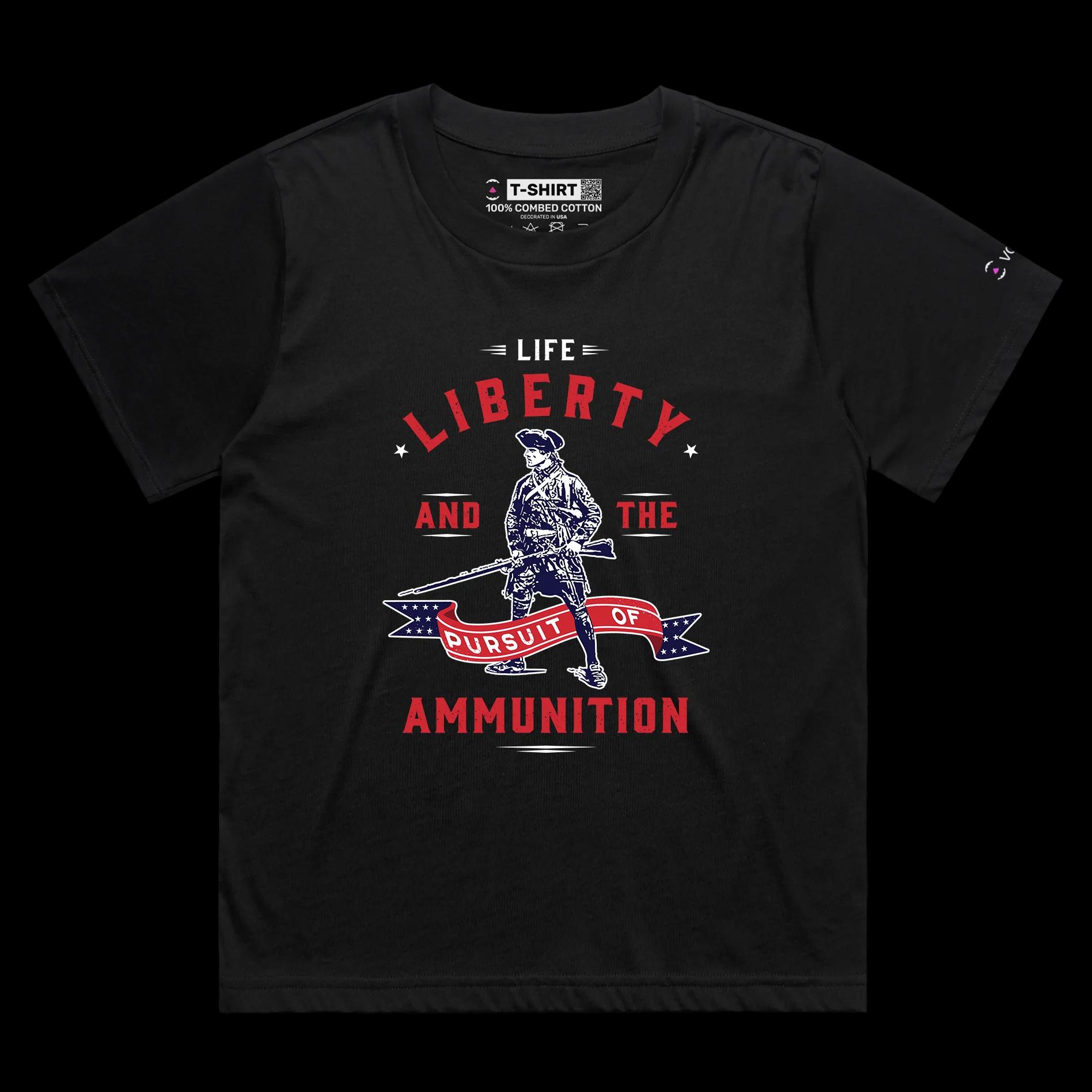 VOICEART Black Female Loose Minuteman Funny Political T-Shirt Premium Quality Graphic Design Second Amendment Gun Control