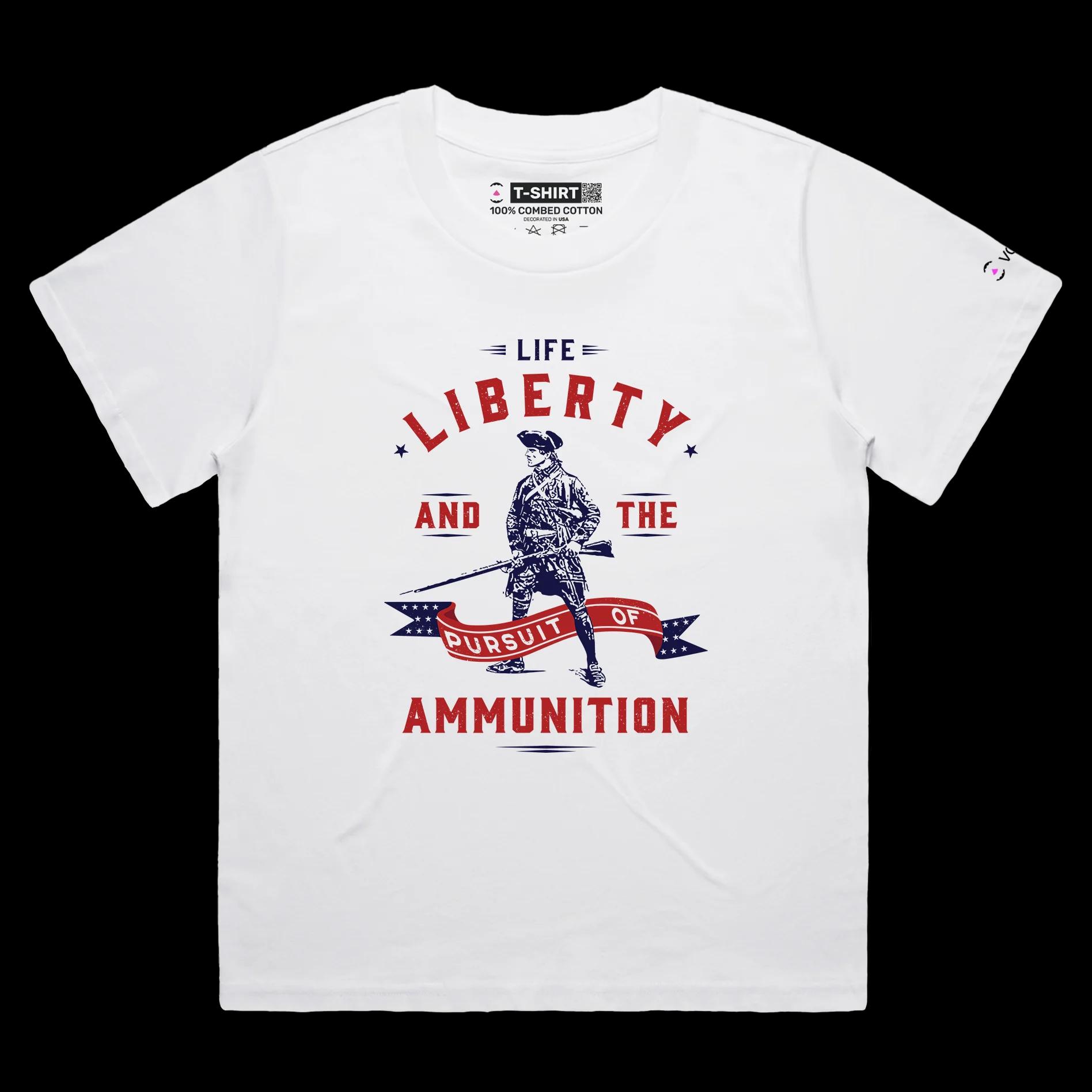 VOICEART White Female Loose Minuteman Funny Political T-Shirt Premium Quality Graphic Design Second Amendment Gun Control