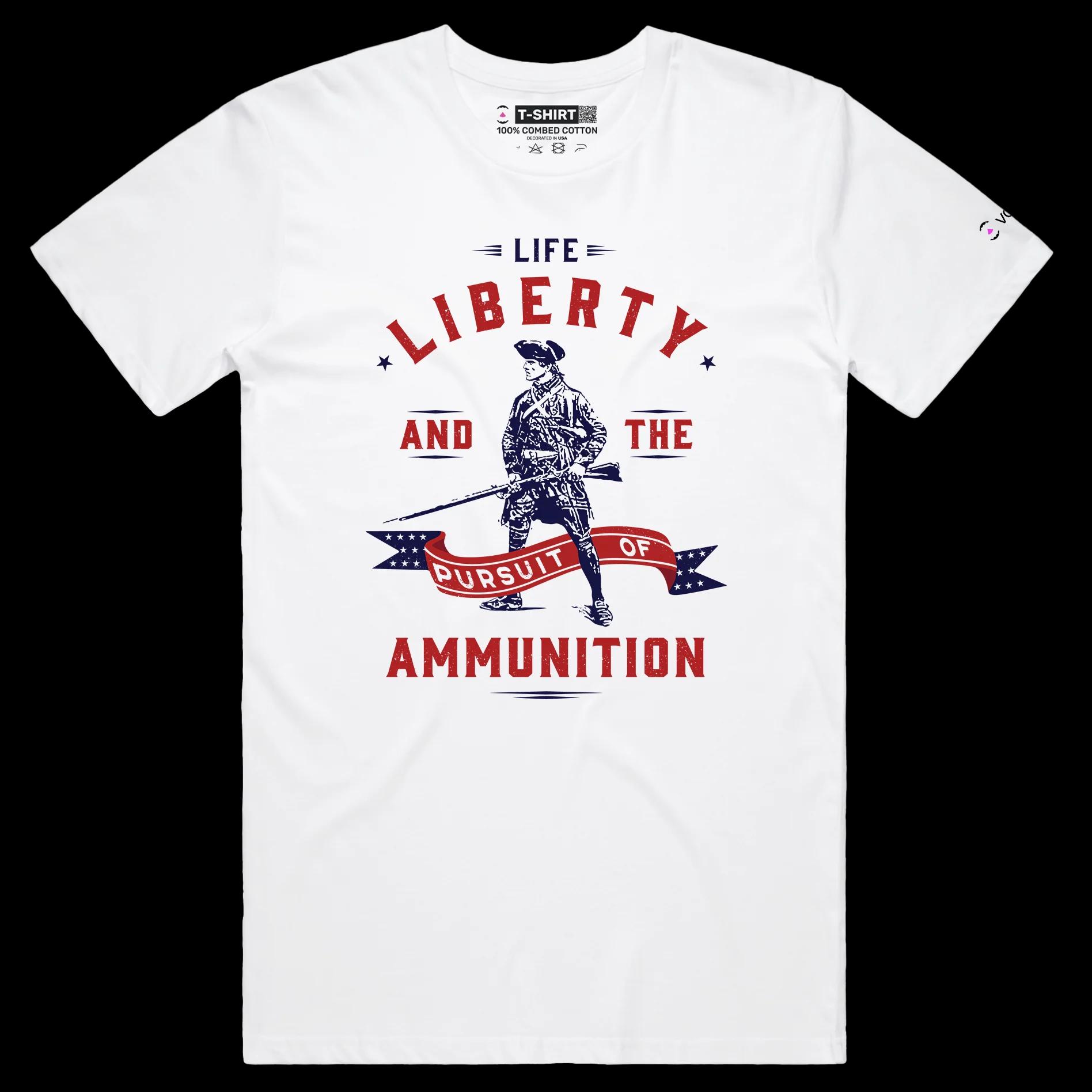 VOICEART White Male Regular Minuteman Funny Political T-Shirt Premium Quality Graphic Design Second Amendment Gun Control