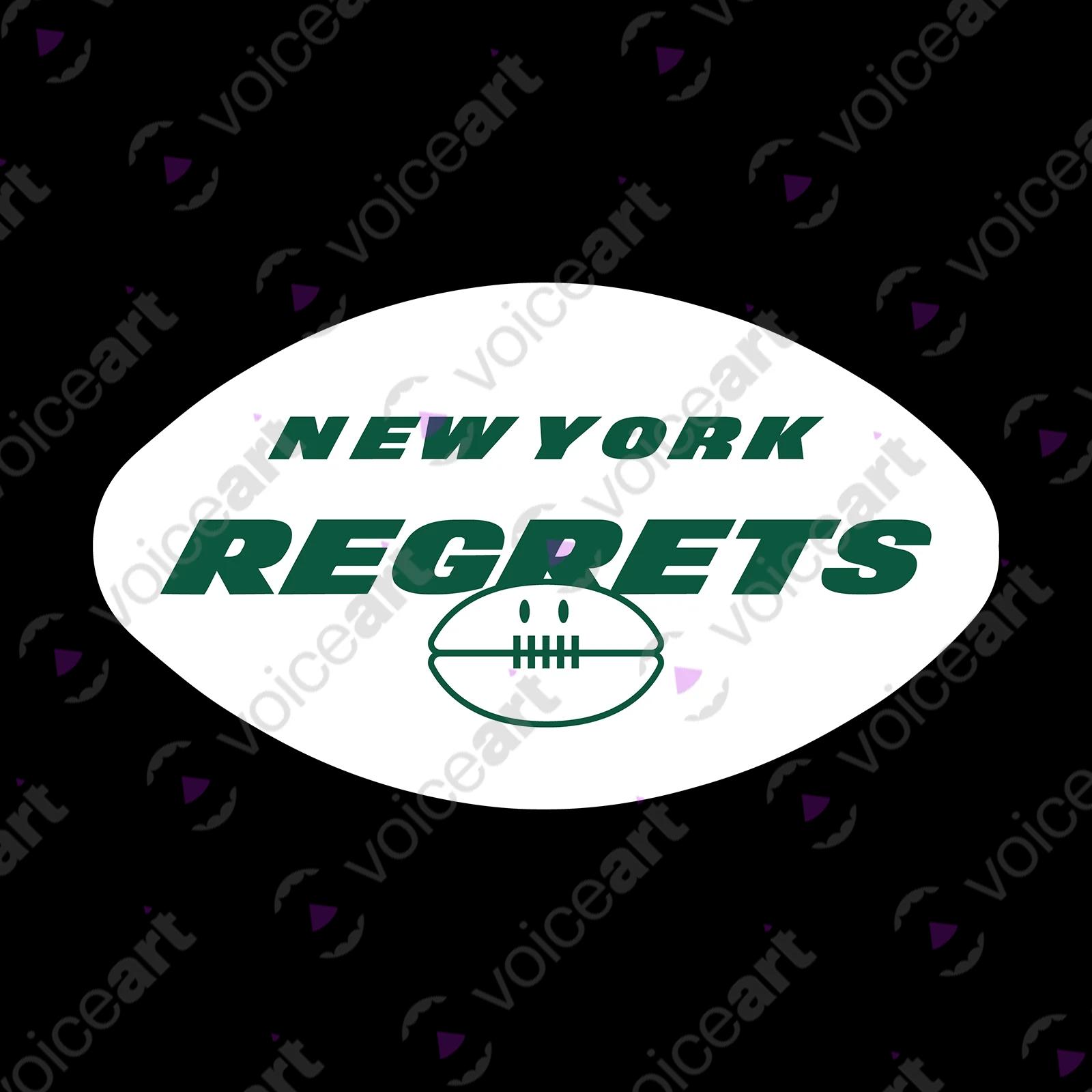 VOICEART Black Watermark New York Regrets T-Shirt Quality Graphic Premium Design Funny Wordplay American Football Fans