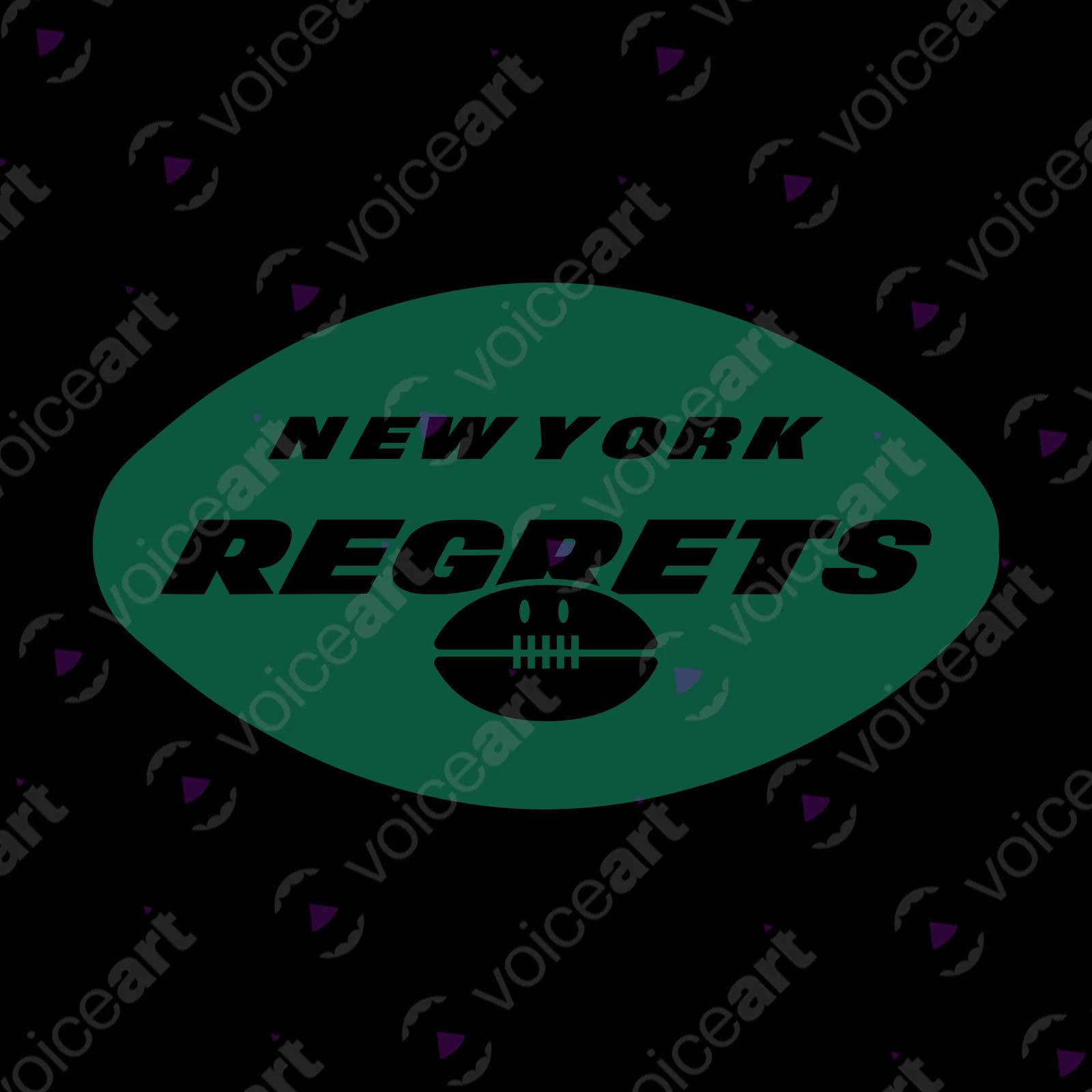 VOICEART White Watermark New York Regrets T-Shirt Quality Graphic Premium Design Funny Wordplay American Football Fans