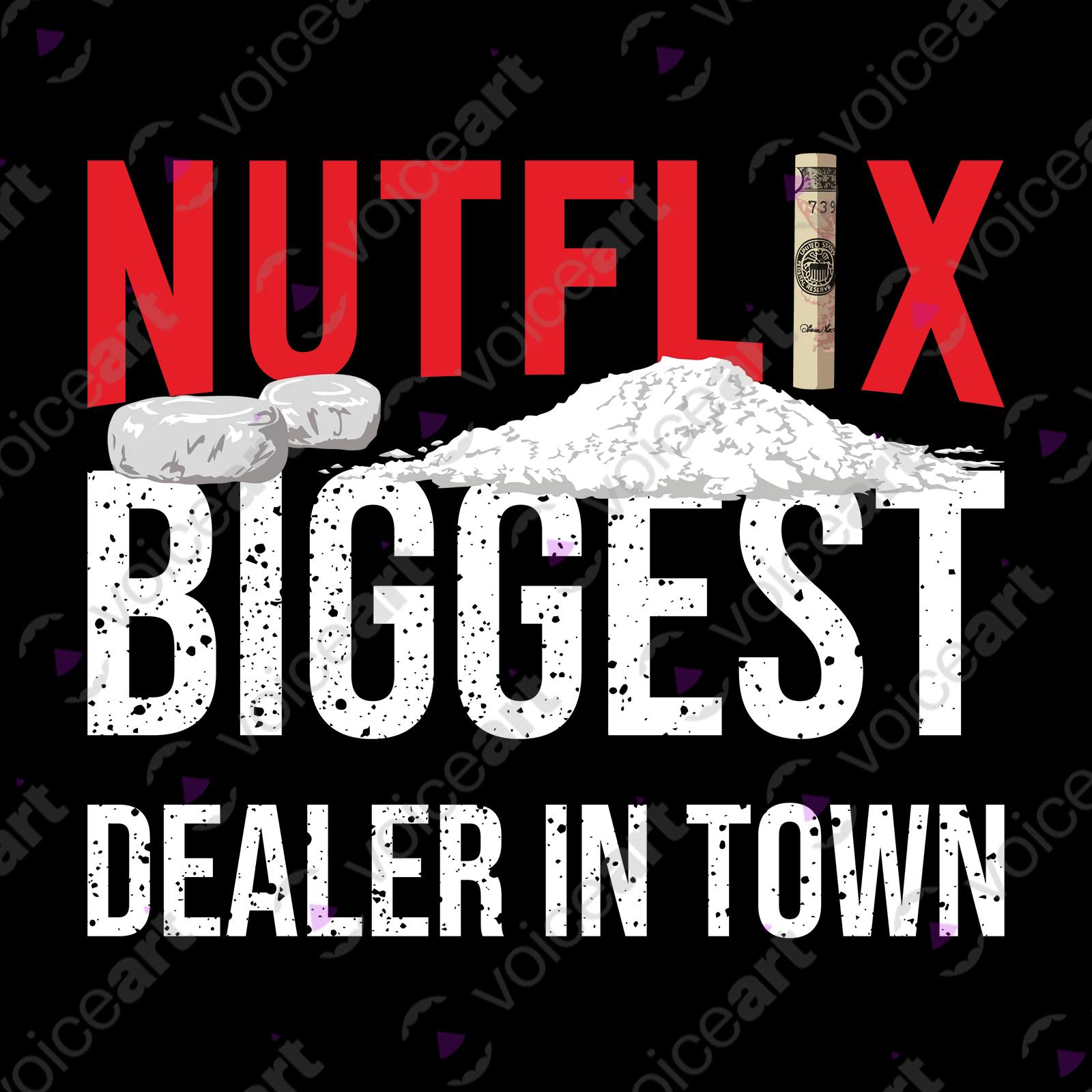 VOICEART Black Watermark Nutflix Media Funny Wordplay T-Shirt Premium Quality Graphic Entertainment Streaming Tee