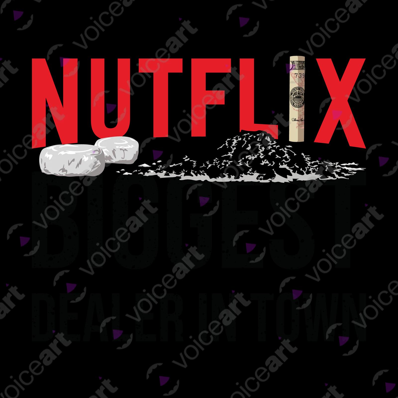 VOICEART White Watermark Nutflix Media Funny Wordplay T-Shirt Premium Quality Graphic Entertainment Streaming Tee