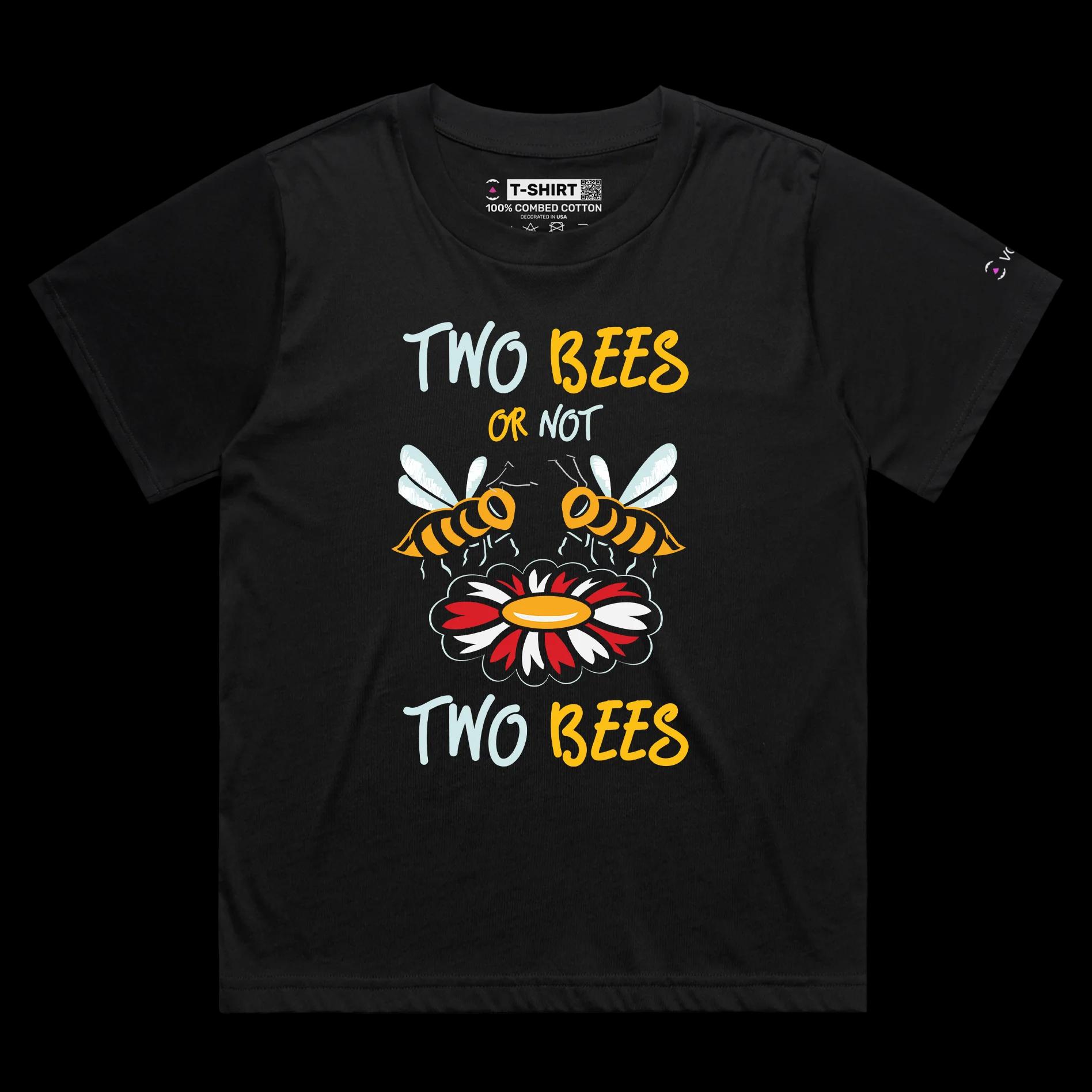 VOICEART Black Female Loose Two Bees and a Flower T-Shirt Premium Quality Graphic Funny Animals Shakespeare Wordplay v1