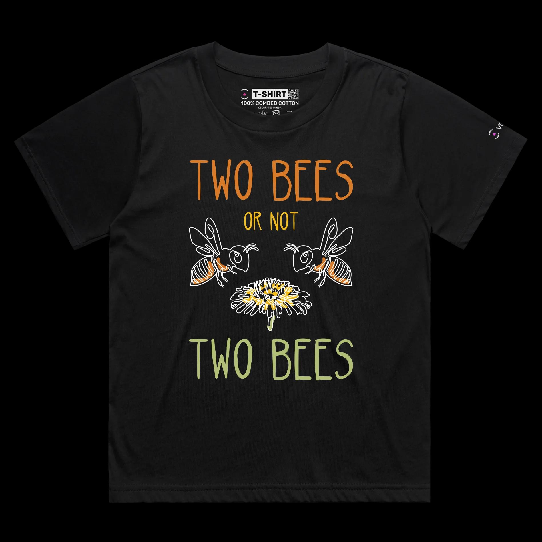 VOICEART Black Female Loose Two Bees and a Flower T-Shirt Premium Quality Graphic Funny Animals Shakespeare Wordplay v2