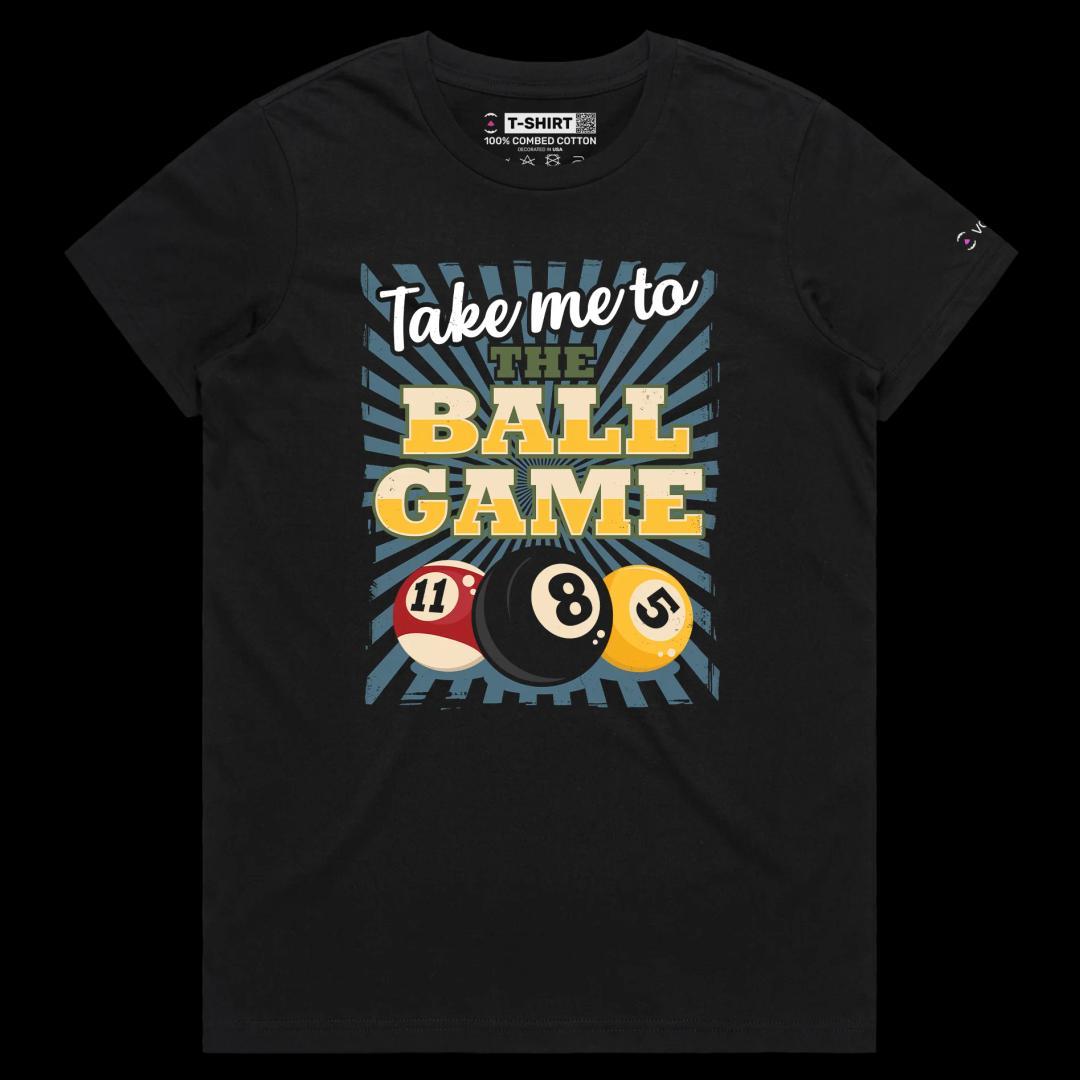VOICEART Black Female Regular Shooting Pool Sports T-Shirt Premium Quality Graphic Ball Game Funny Tee for Billiard Fans