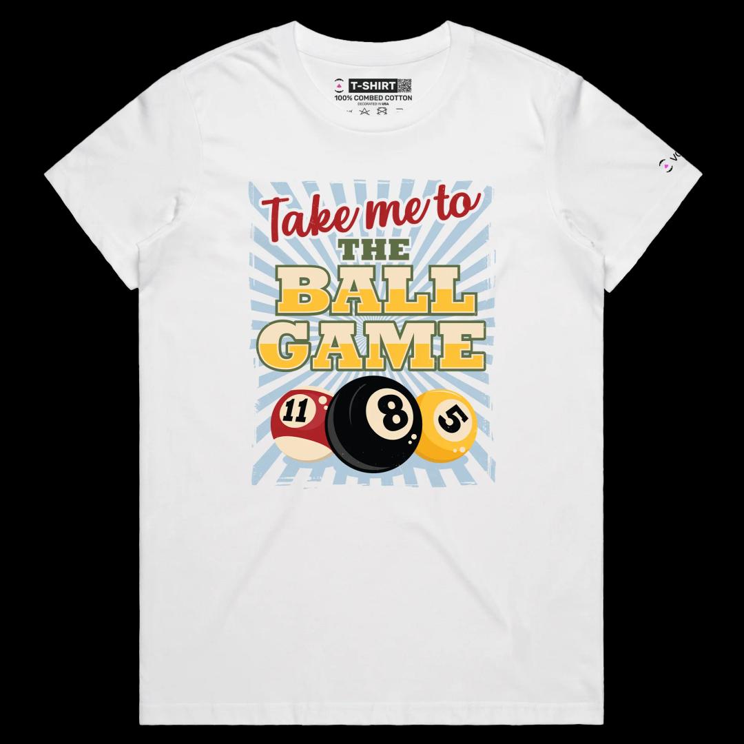 VOICEART White Female Regular Shooting Pool Sports T-Shirt Premium Quality Graphic Ball Game Funny Tee for Billiard Fans