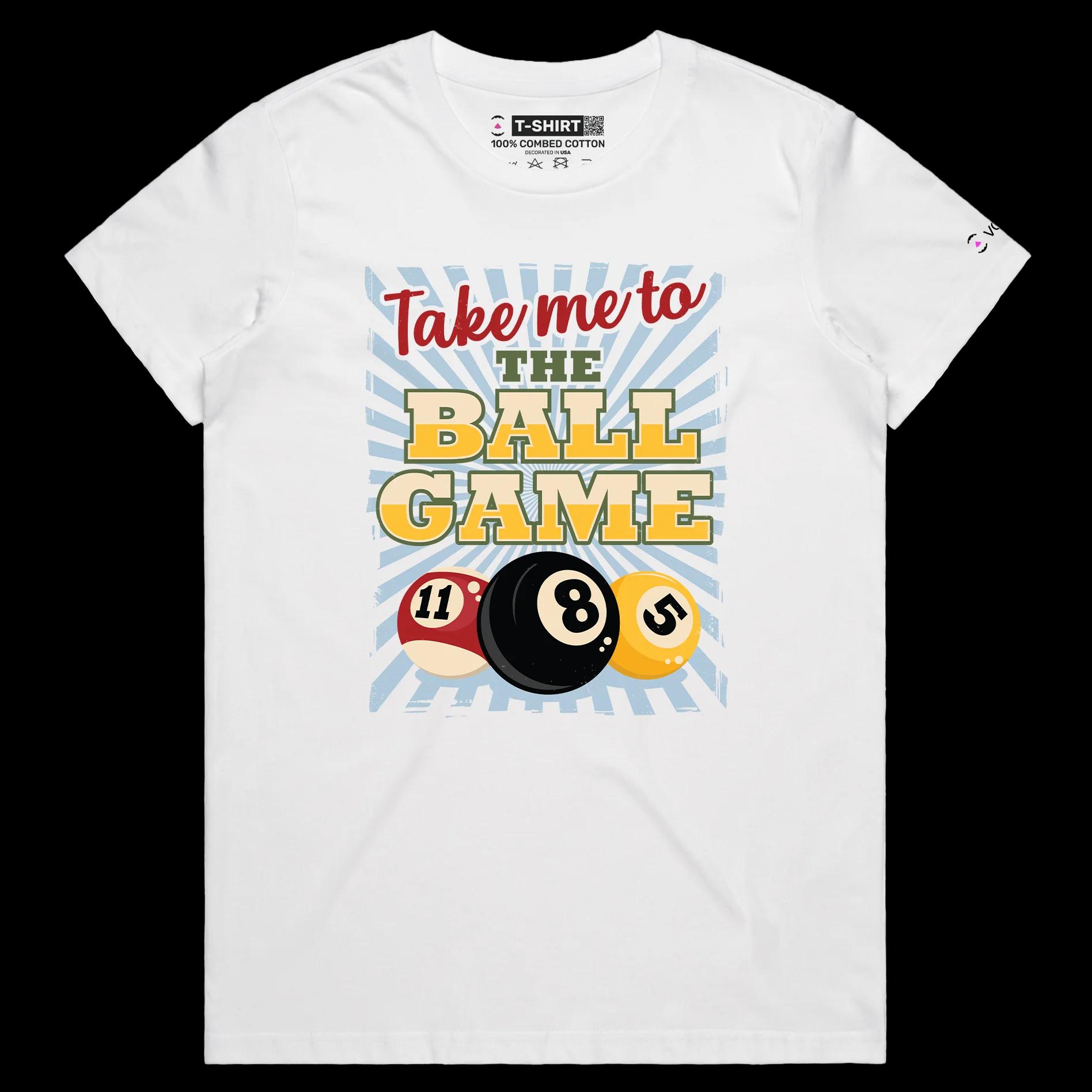 VOICEART White Female Regular Shooting Pool Sports T-Shirt Premium Quality Graphic Ball Game Funny Tee for Billiard Fans