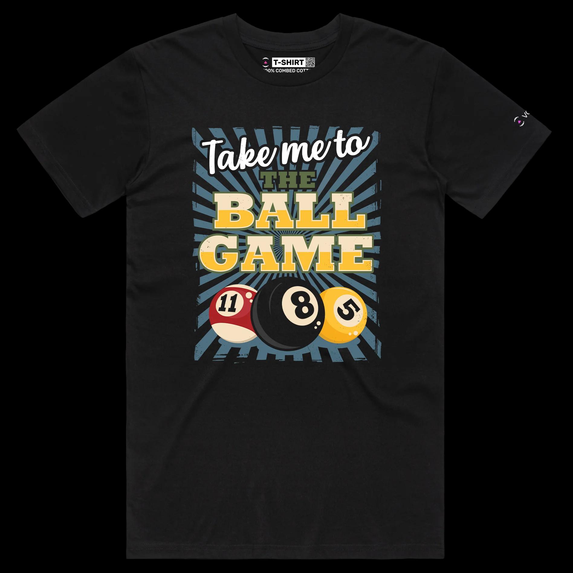 VOICEART Black Male Regular Shooting Pool Sports T-Shirt Premium Quality Graphic Ball Game Funny Tee for Billiard Fans