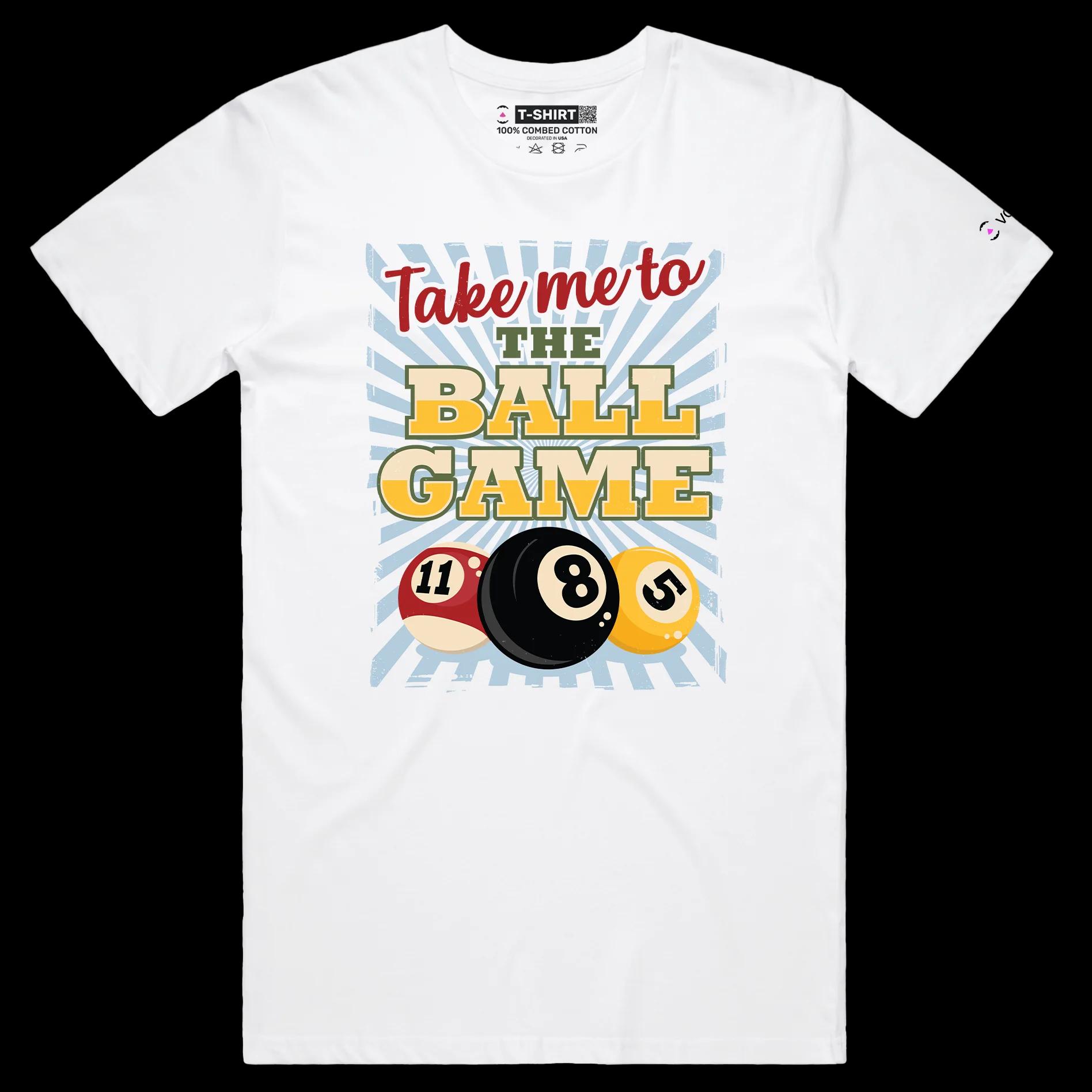 VOICEART White Male Regular Shooting Pool Sports T-Shirt Premium Quality Graphic Ball Game Funny Tee for Billiard Fans