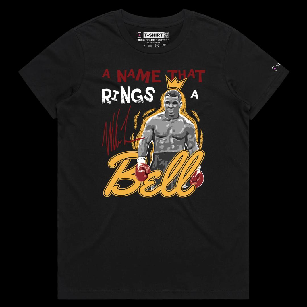 VOICEART Black Female Regular Tyson Boxing T-Shirt Premium Graphic Wordplay Double Meaning Tee Name That Rings a Bell