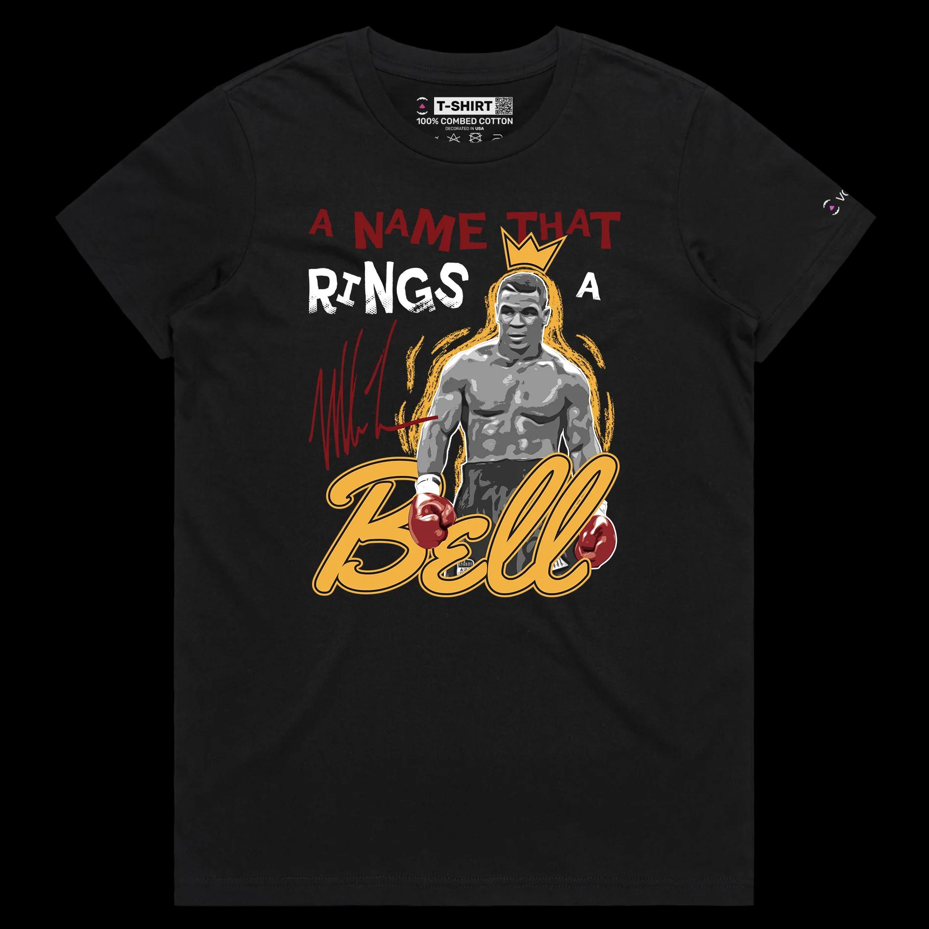 VOICEART Black Female Regular Tyson Boxing T-Shirt Premium Graphic Wordplay Double Meaning Tee Name That Rings a Bell
