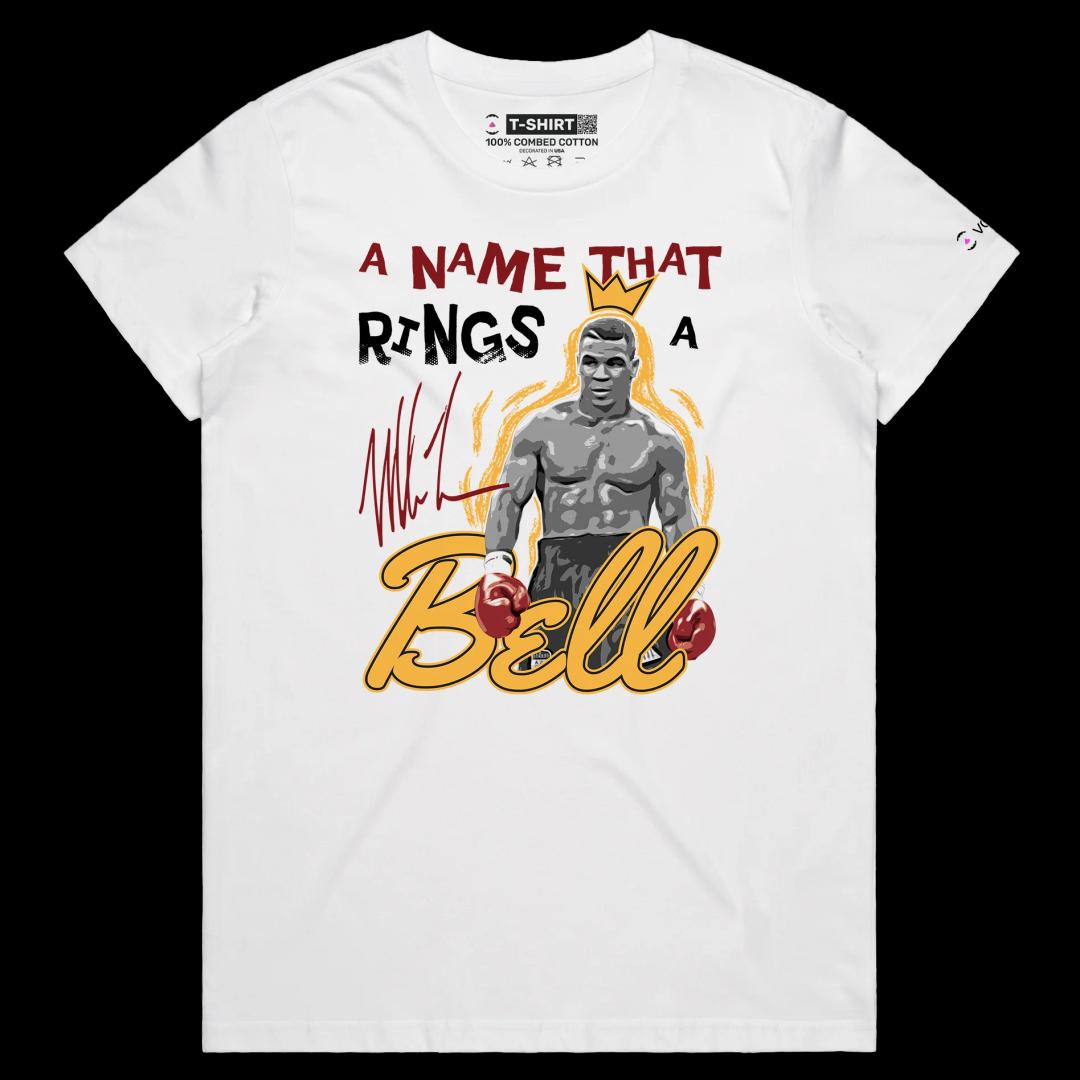 VOICEART White Female Regular Tyson Boxing T-Shirt Premium Graphic Wordplay Double Meaning Tee Name That Rings a Bell