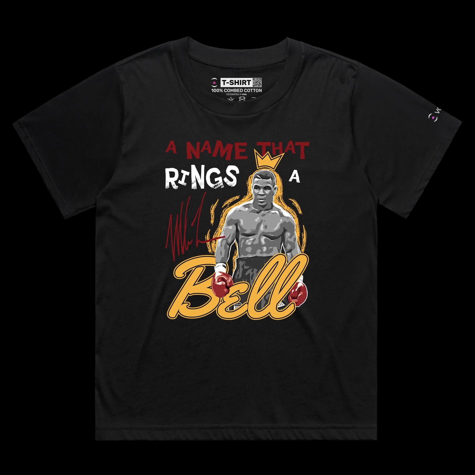 VOICEART Black Female Loose Tyson Boxing T-Shirt Premium Graphic Wordplay Double Meaning Tee Name That Rings a Bell