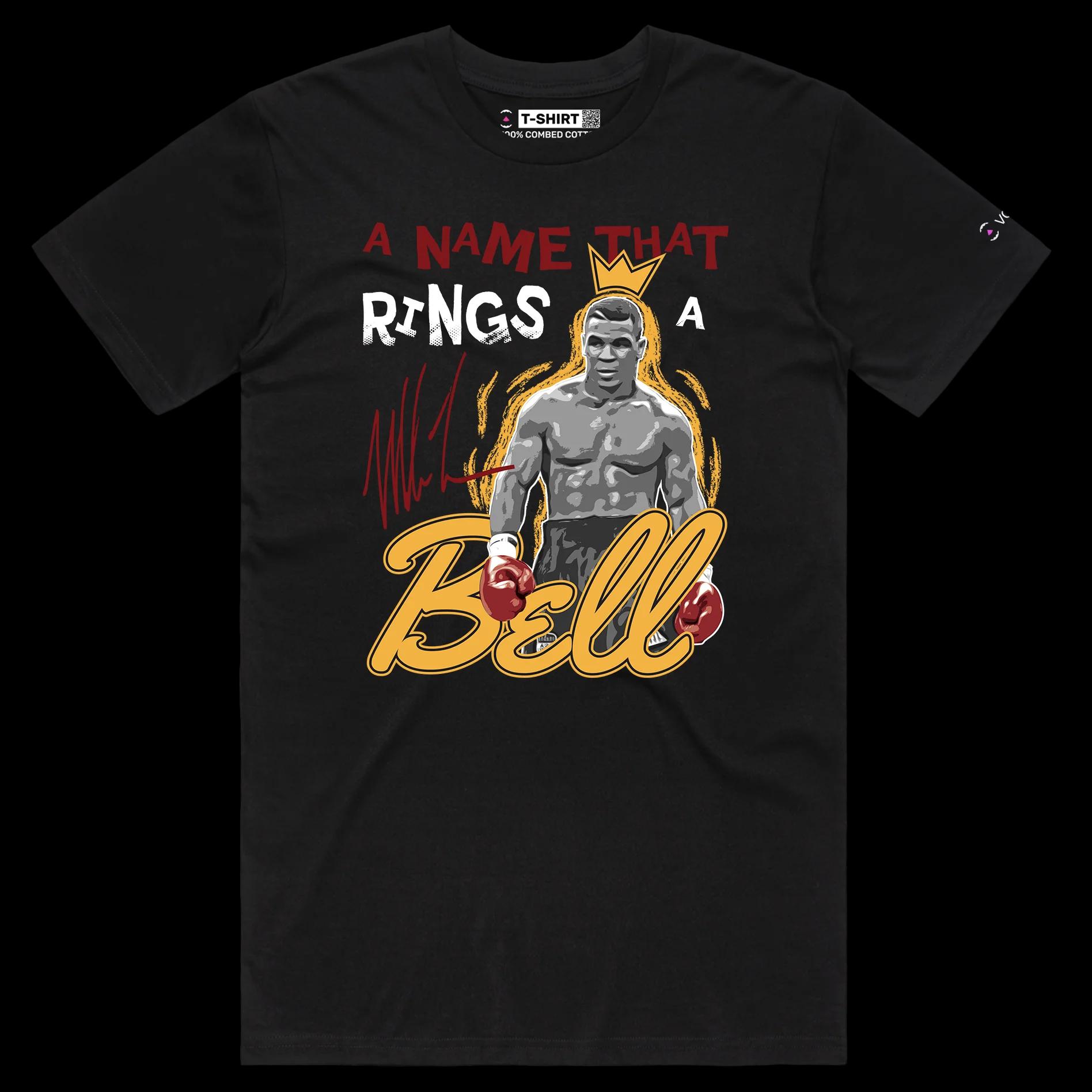 VOICEART Black Male Regular Tyson Boxing T-Shirt Premium Graphic Wordplay Double Meaning Tee Name That Rings a Bell