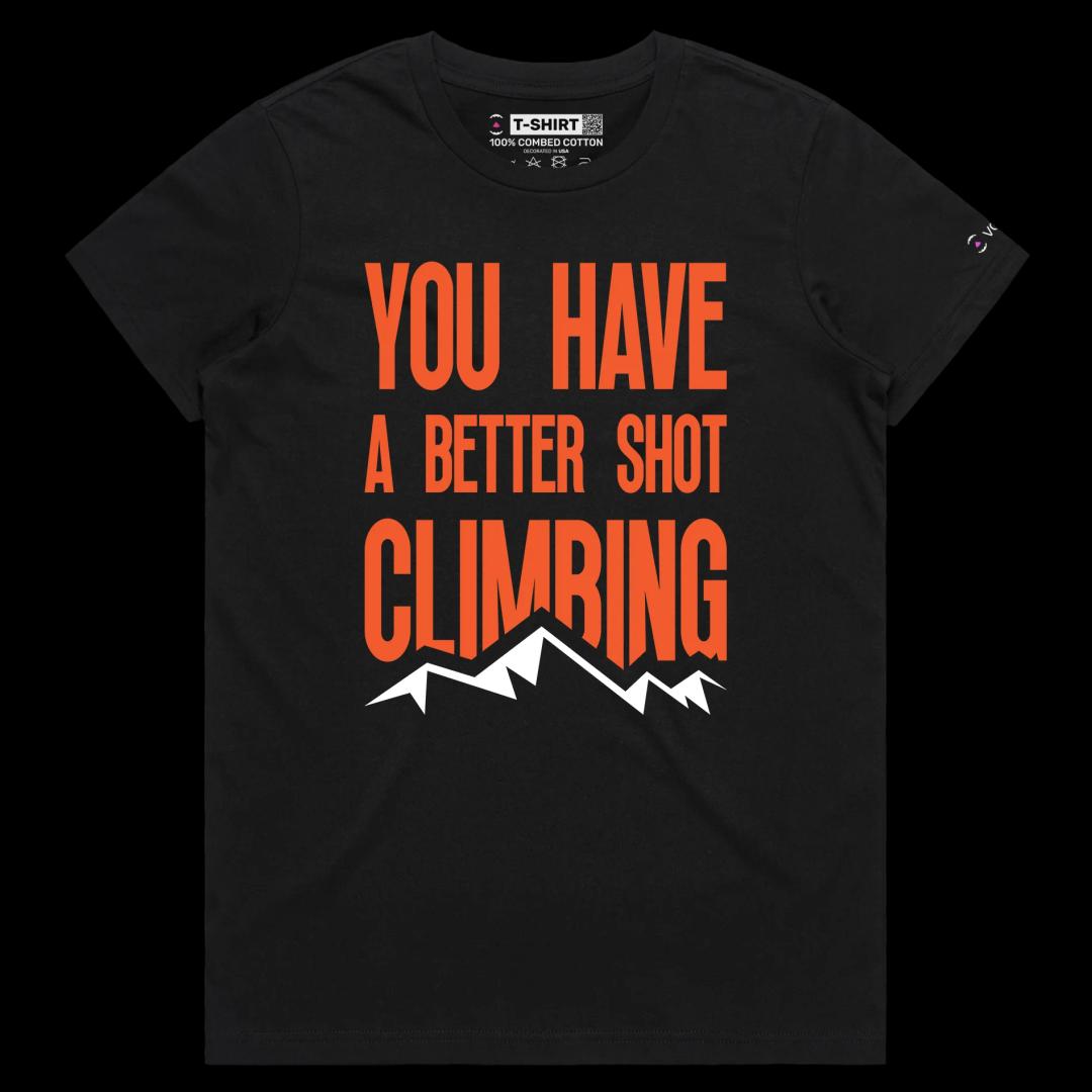 VOICEART Black Female Regular Mountain Climbing Premium T-Shirt High Quality Graphic Design Mount Everest Themed Adventure