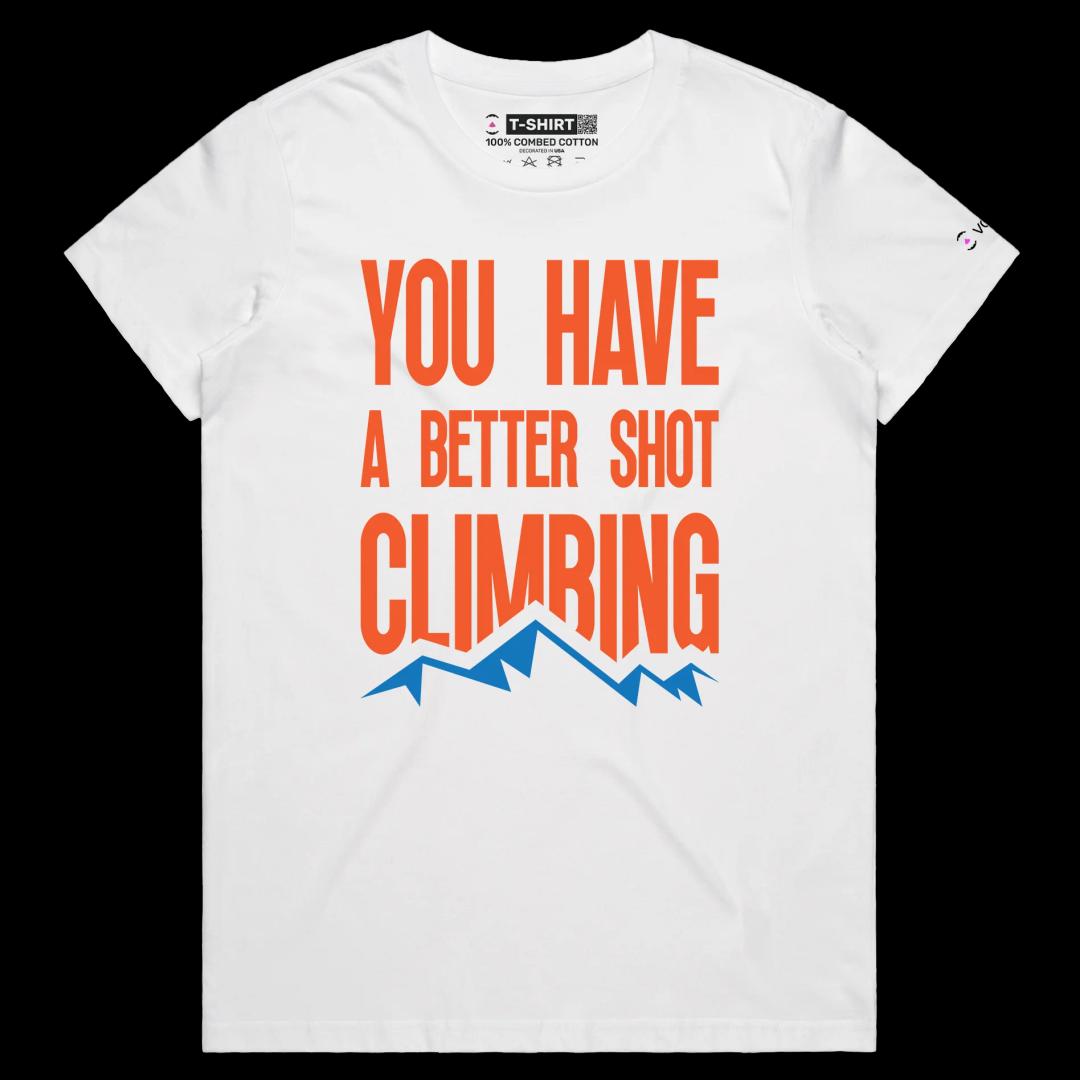 VOICEART White Female Regular Mountain Climbing Premium T-Shirt High Quality Graphic Design Mount Everest Themed Adventure