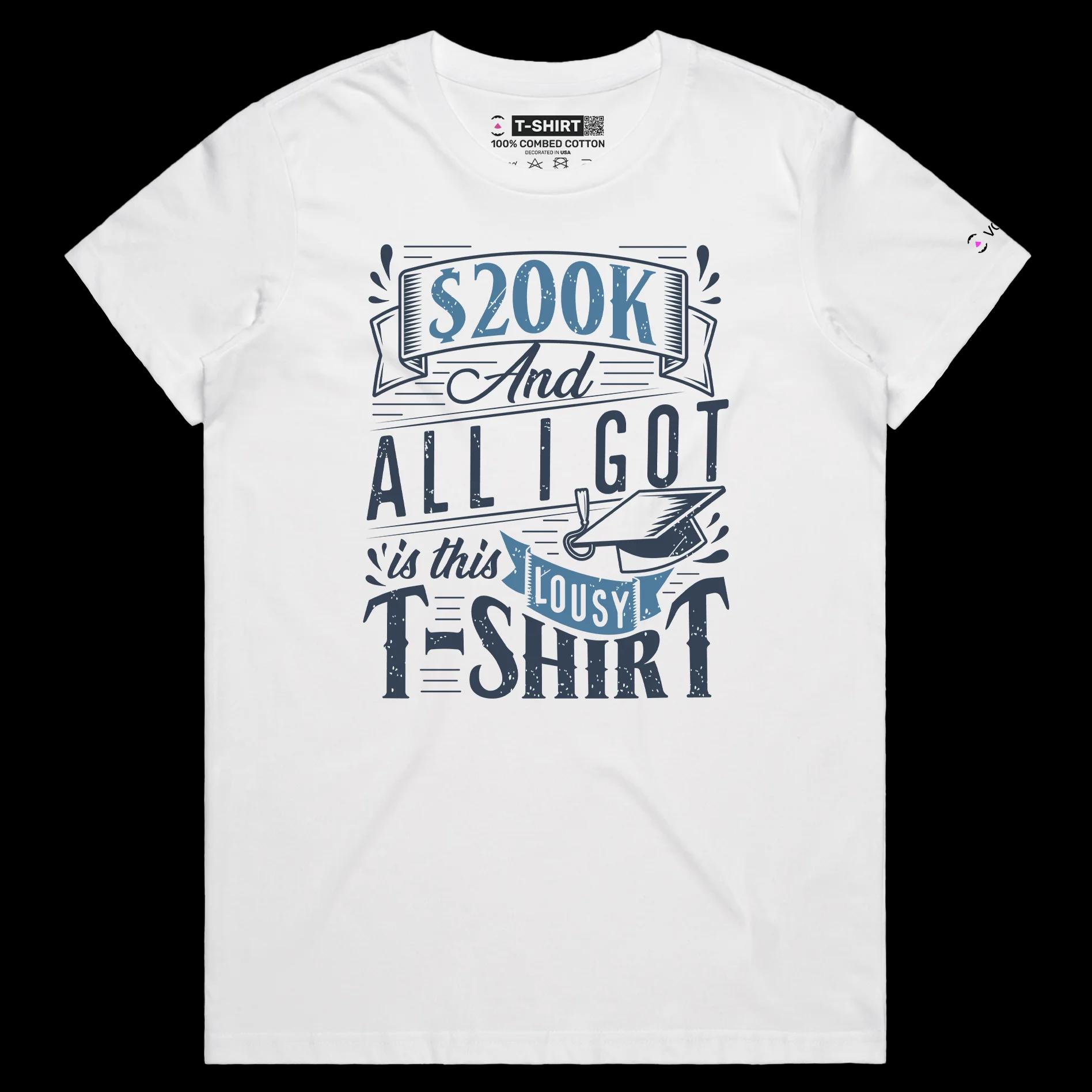 VOICEART White Female Regular Student Loan Funny T-Shirt Premium Quality Graphic Design Sarcastic and Clever College Tee v2