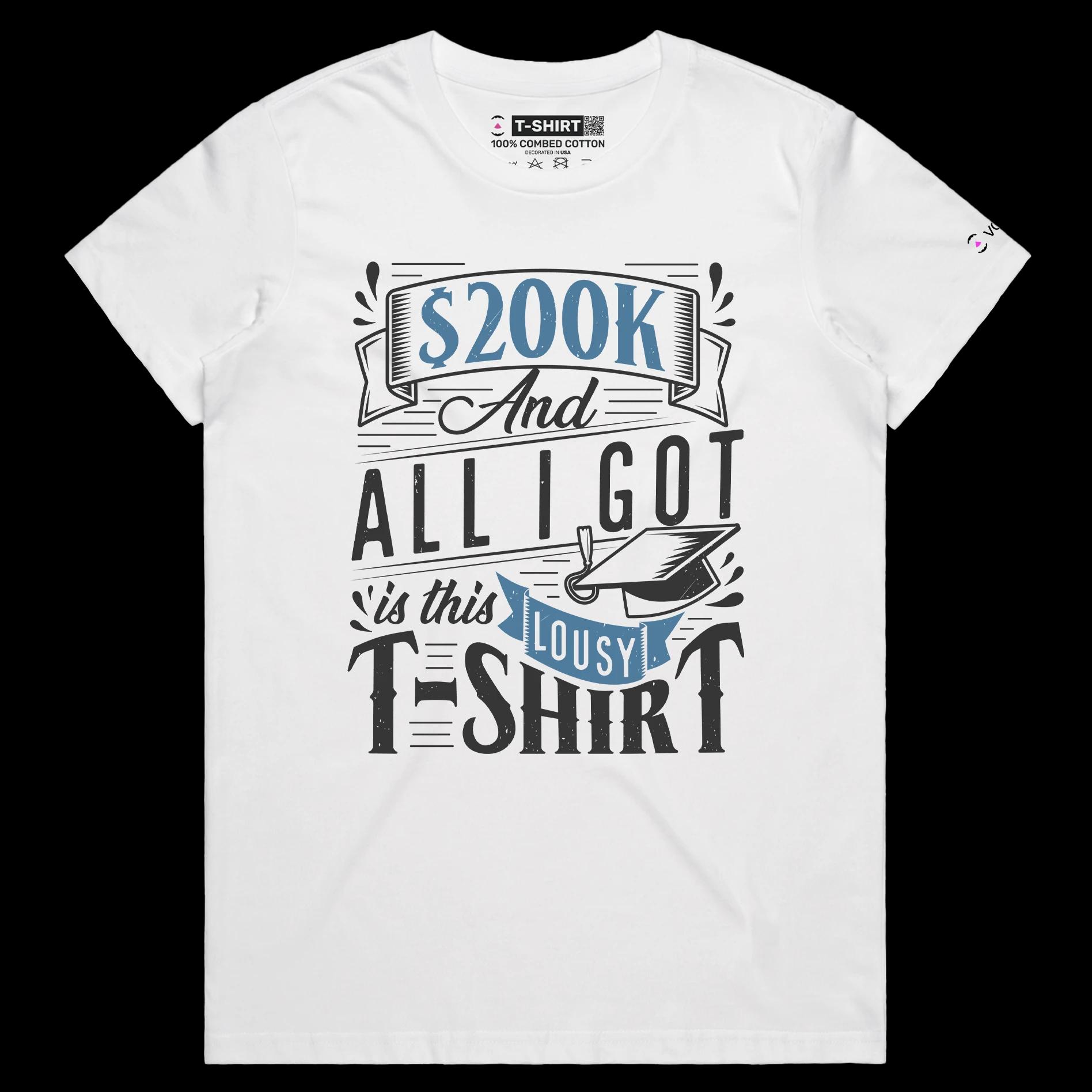 VOICEART White Female Regular Student Loan Funny T-Shirt Premium Quality Graphic Design Sarcastic and Clever College Tee v2