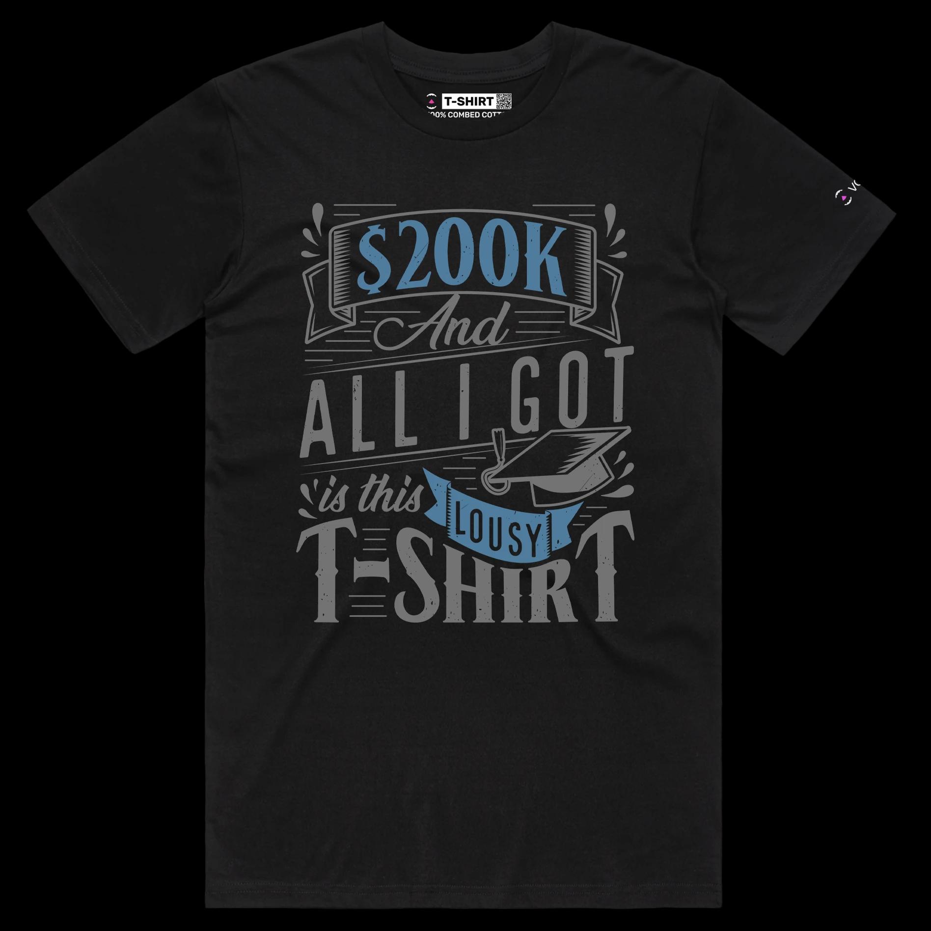 VOICEART Black Male Regular Student Loan Funny T-Shirt Premium Quality Graphic Design Sarcastic and Clever College Tee v2