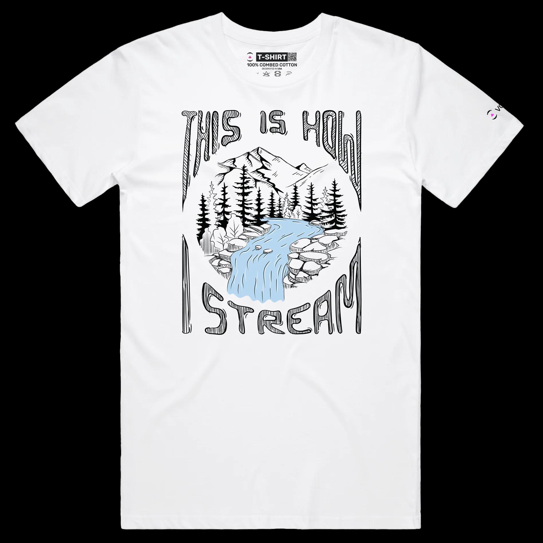 VOICEART White Male Regular River Stream Funny T-Shirt Premium Graphic Design IT Broadband Wordplay Tee for Nature Lovers