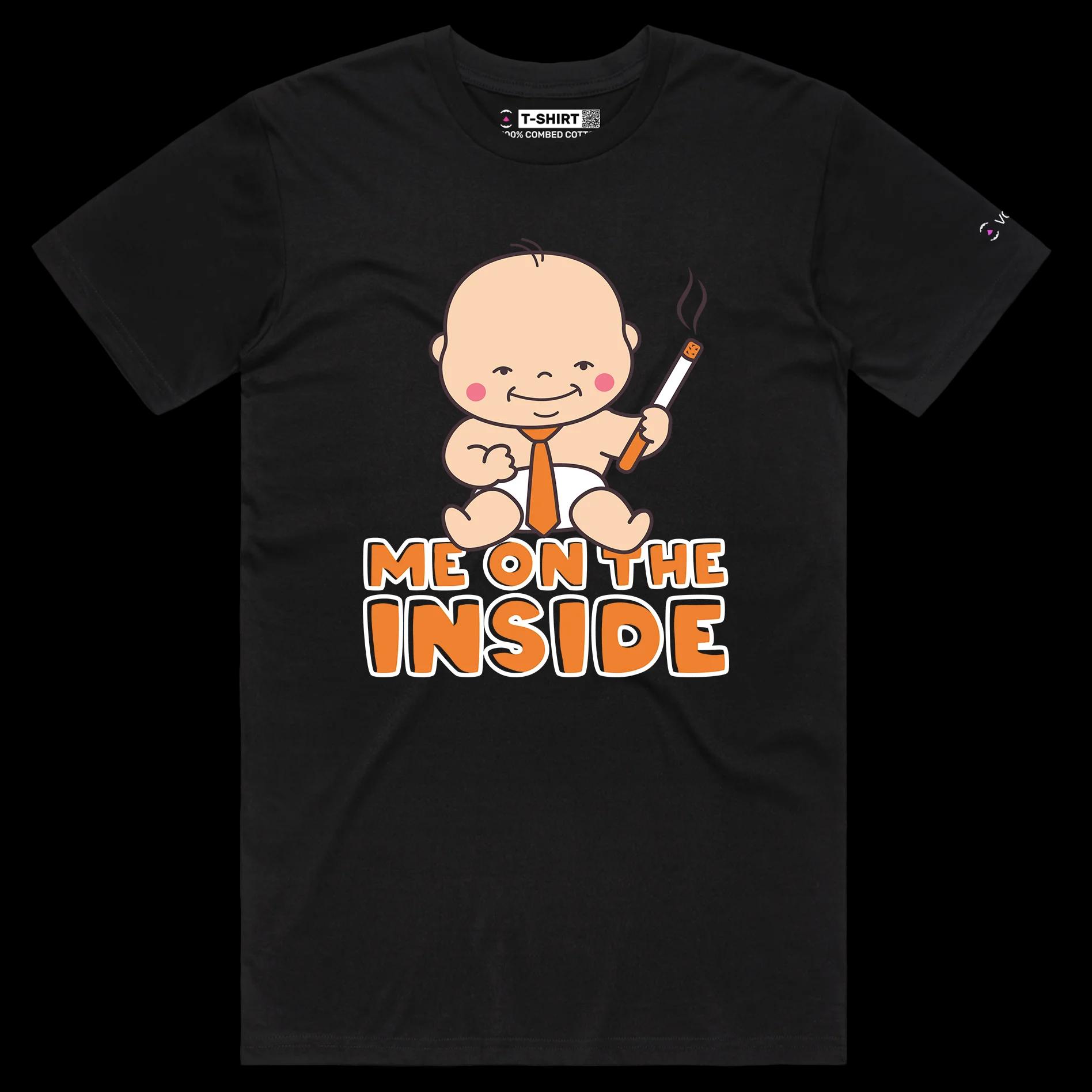 VOICEART Black Male Regular Baby Adult with a Cigar Funny T-shirt Premium Quality Graphic and Design Me on the Inside Tee