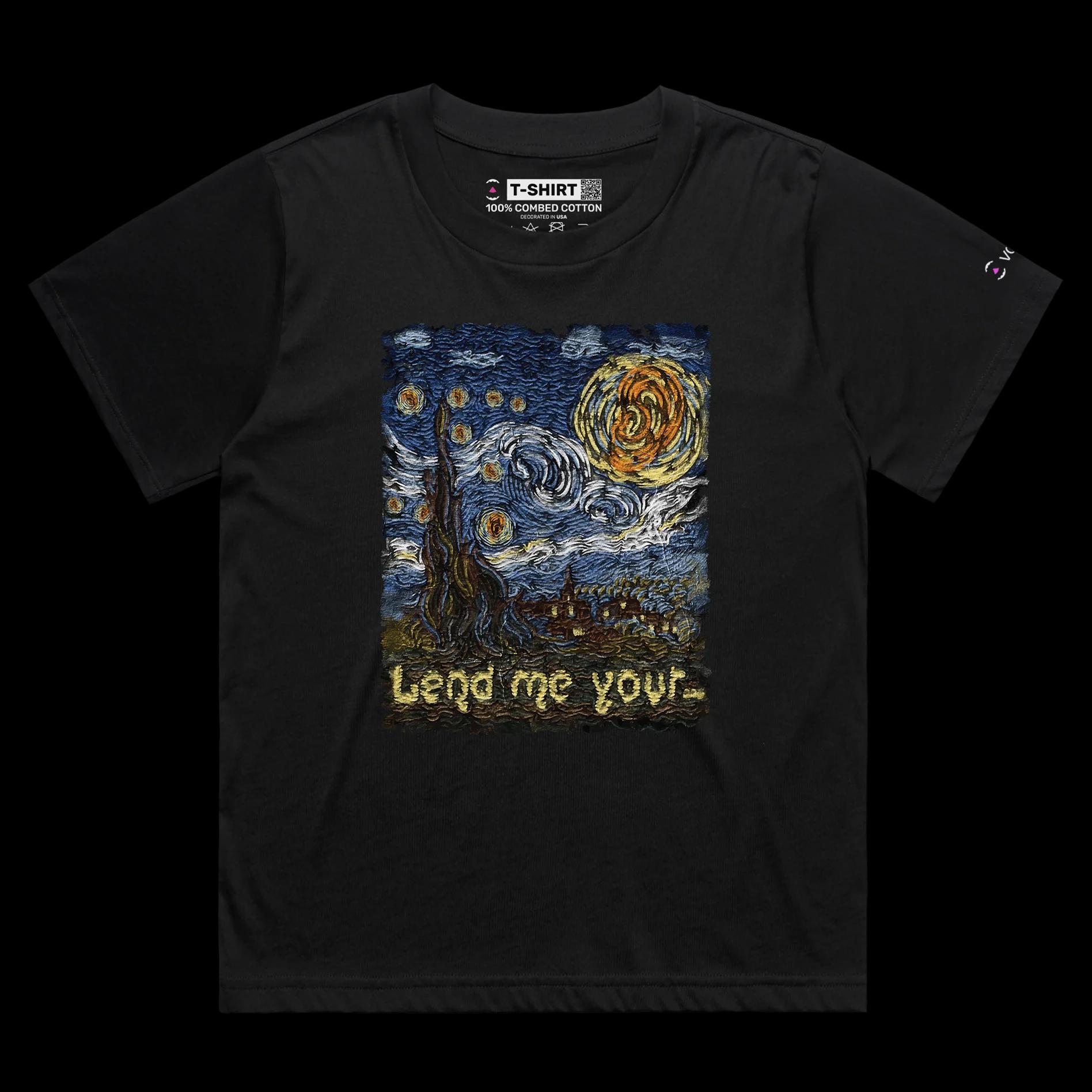 VOICEART Black Female Loose Lend Me Your Dark Humor T-Shirt Premium Quality Graphic Design Funny Van Gogh Artistic v1