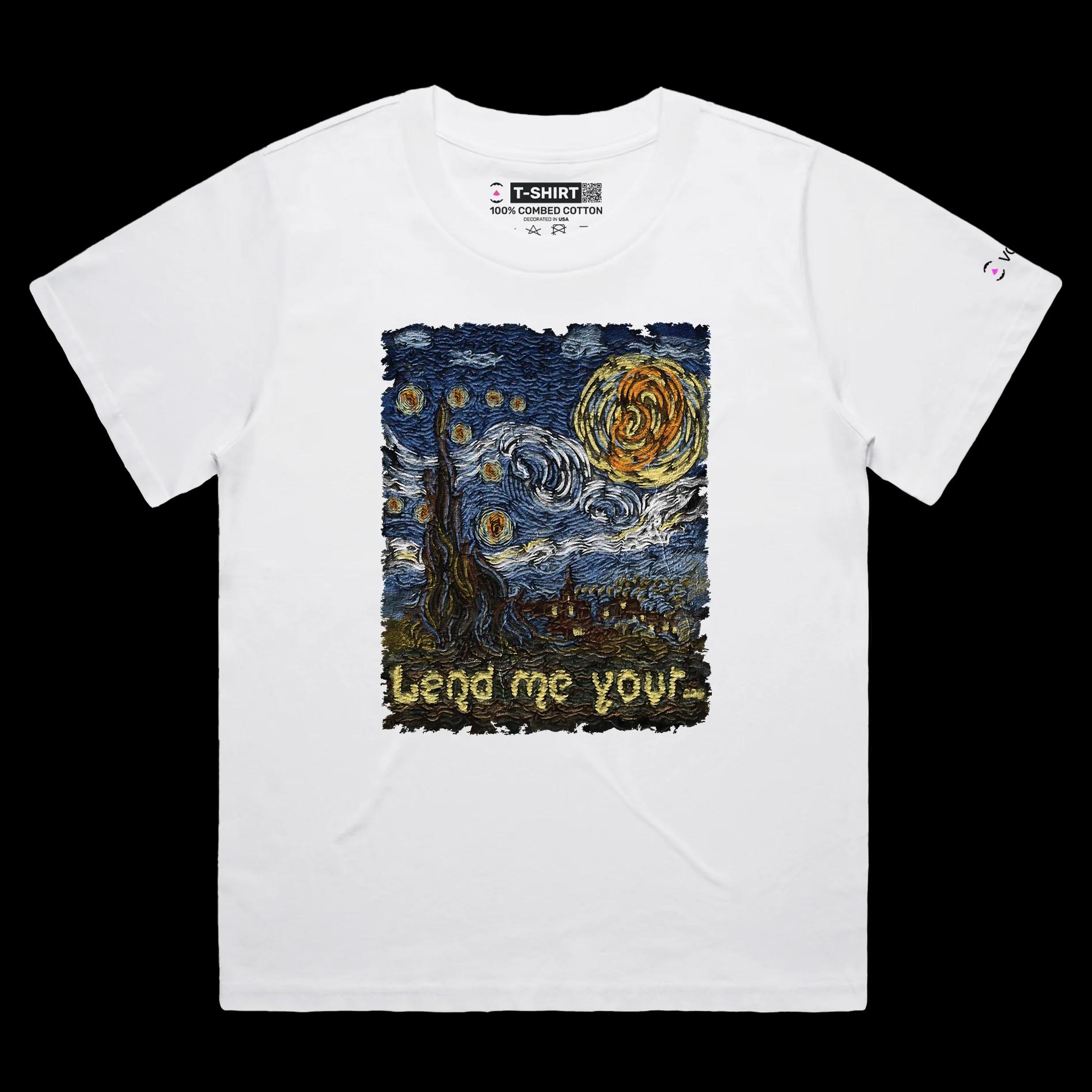 VOICEART White Female Loose Lend Me Your Dark Humor T-Shirt Premium Quality Graphic Design Funny Van Gogh Artistic v1