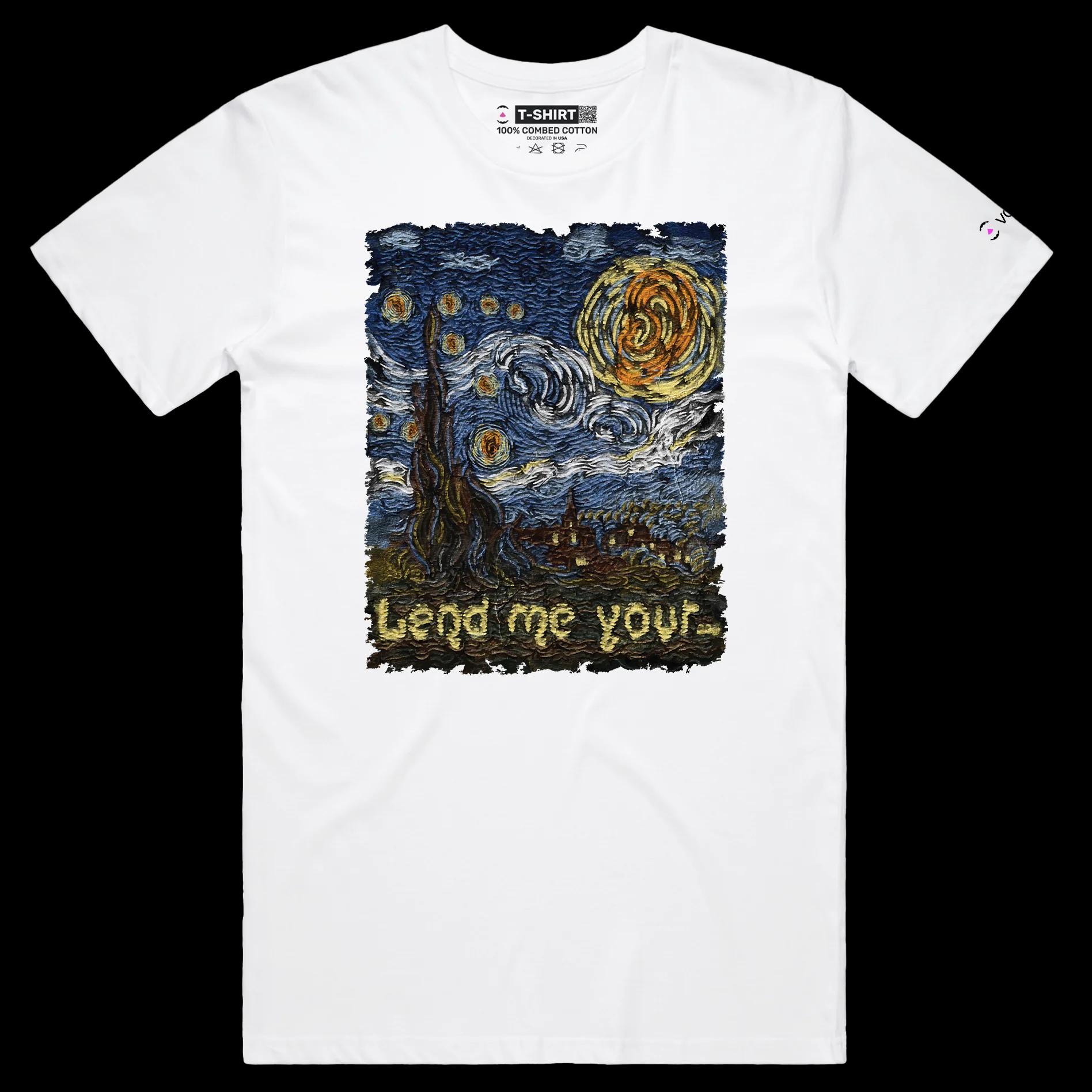 VOICEART White Male Regular Lend Me Your Dark Humor T-Shirt Premium Quality Graphic Design Funny Van Gogh Artistic v1