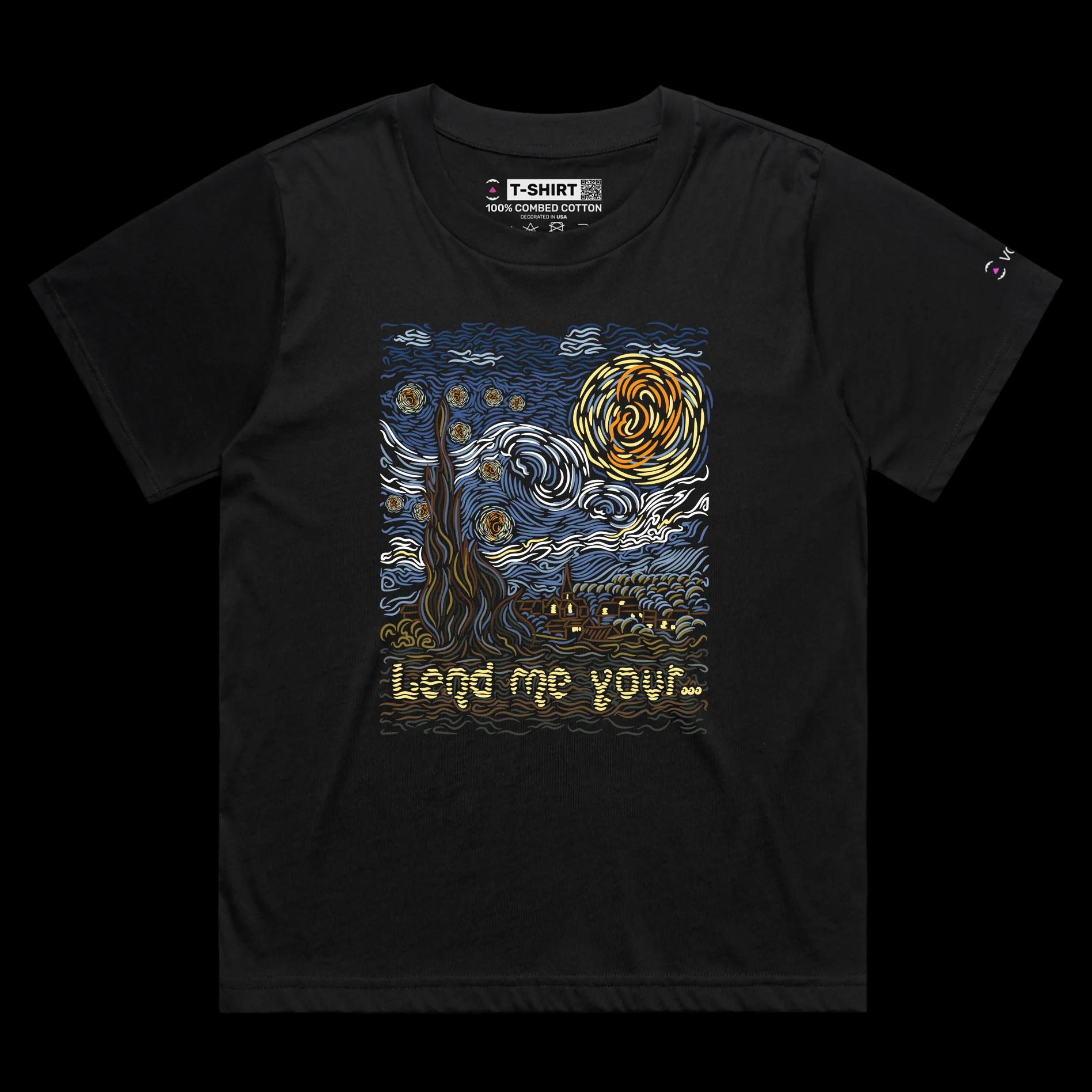 VOICEART Black Female Loose Lend Me Your Dark Humor T-Shirt Premium Quality Graphic Design Funny Van Gogh Artistic v2