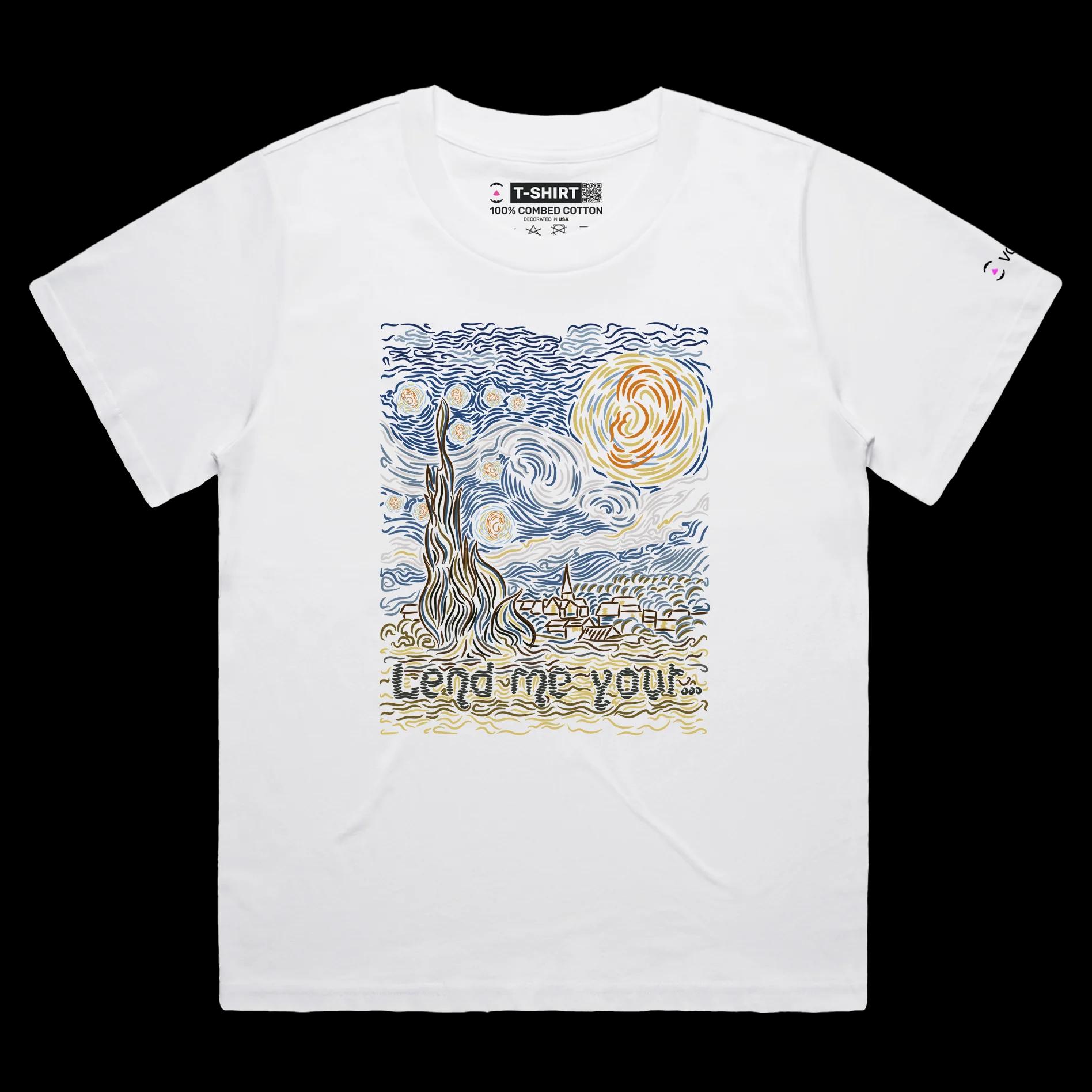 VOICEART White Female Loose Lend Me Your Dark Humor T-Shirt Premium Quality Graphic Design Funny Van Gogh Artistic v2