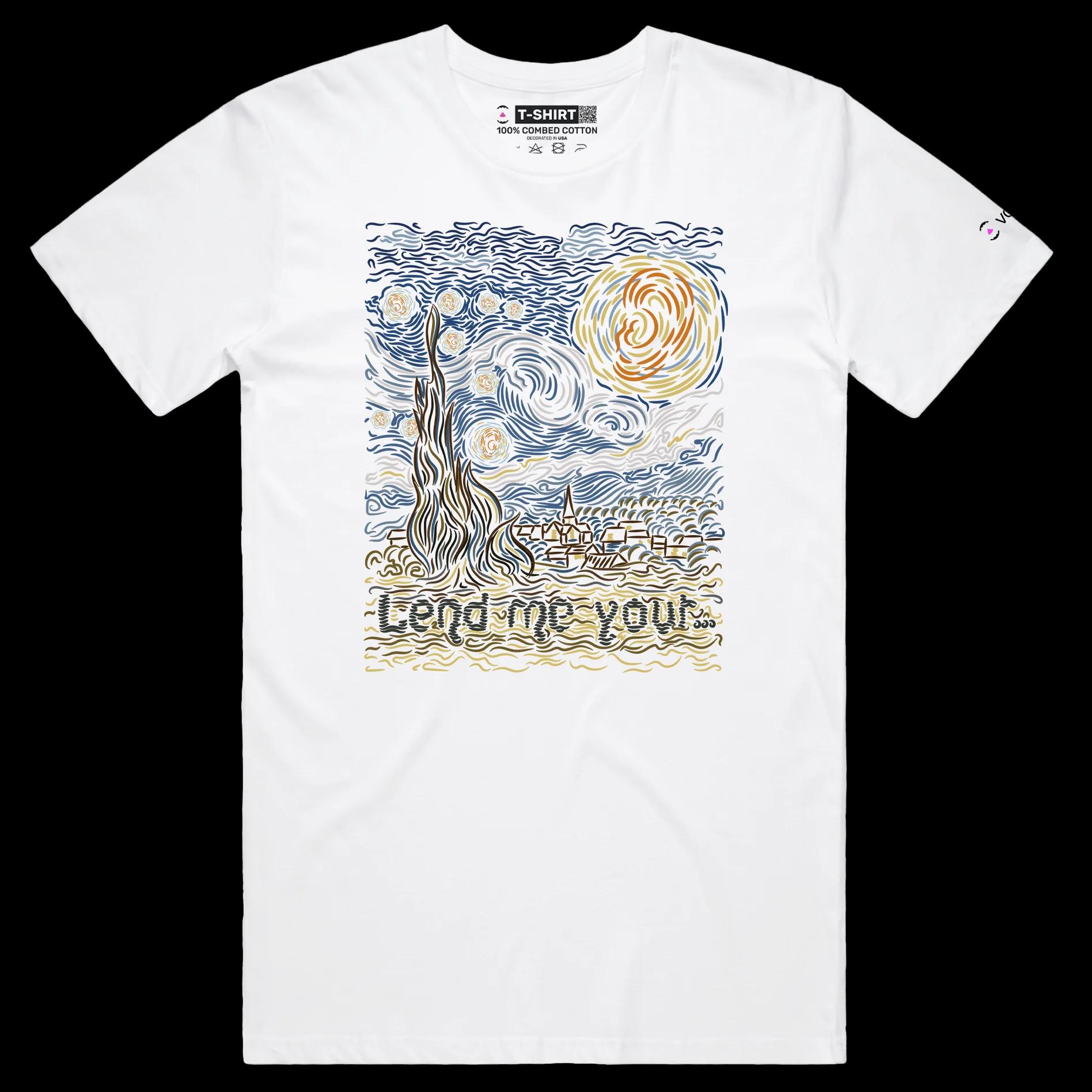 VOICEART White Male Regular Lend Me Your Dark Humor T-Shirt Premium Quality Graphic Design Funny Van Gogh Artistic v2
