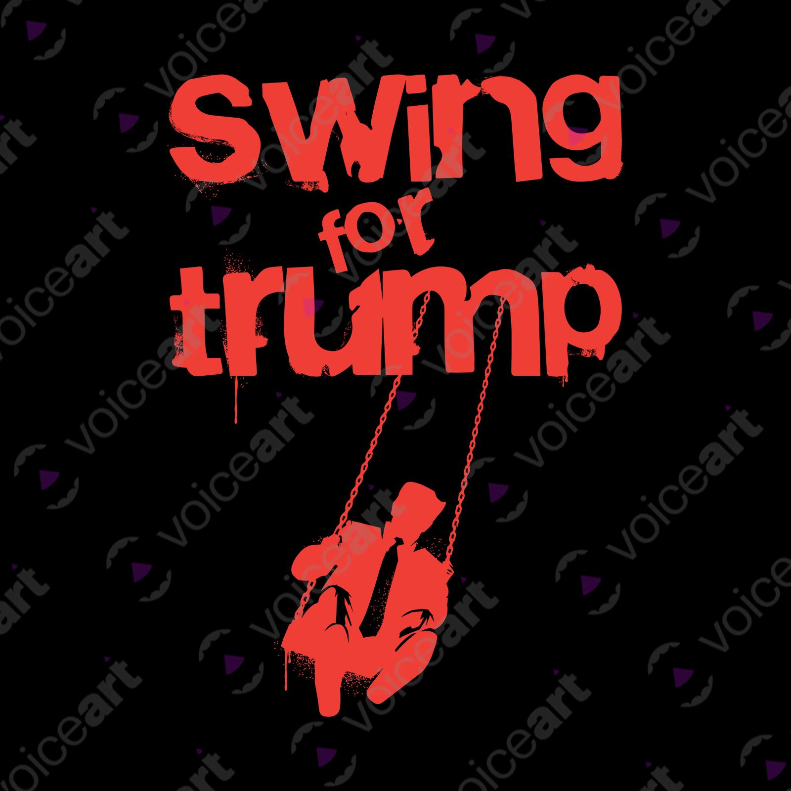 VOICEART Black Watermark Funny President Trump on a Swing Political shirt Premium Quality Funny Wordplay Design Tee
