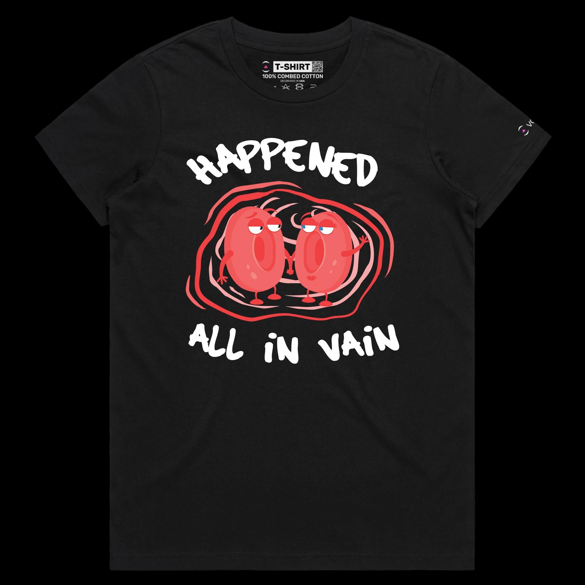 VOICEART Black Female Regular Blood Cells in Love Funny T-Shirt Premium Graphic Design All in Vain Romantic Tee