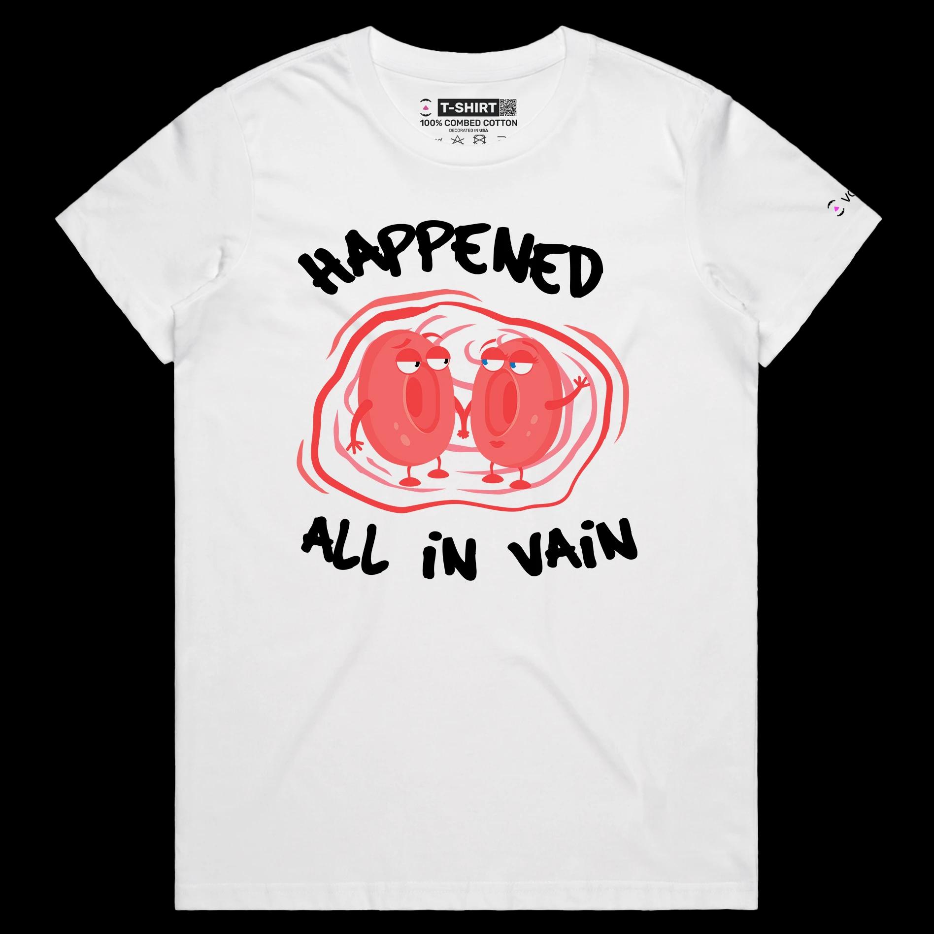 VOICEART White Female Regular Blood Cells in Love Funny T-Shirt Premium Graphic Design All in Vain Romantic Tee