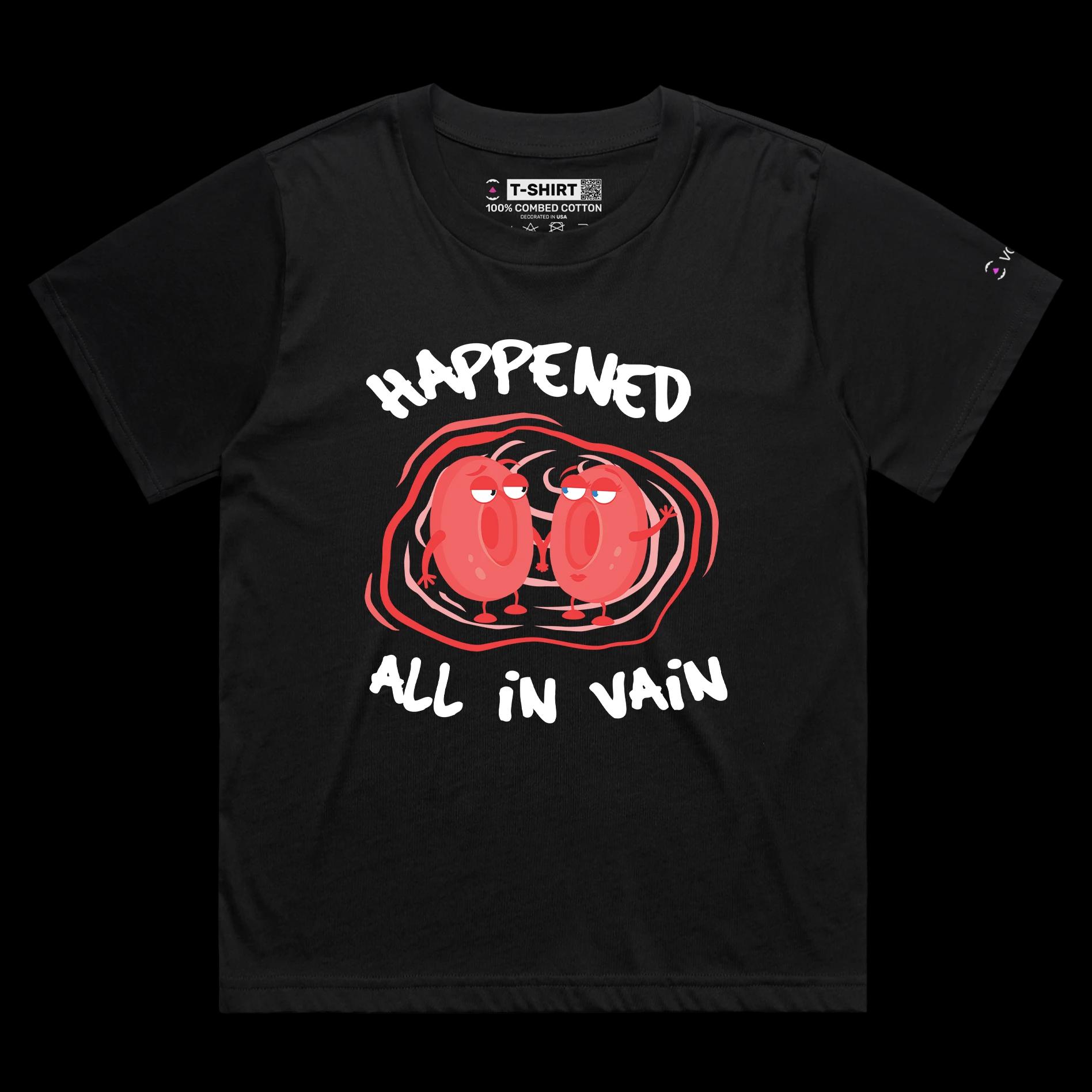 VOICEART Black Female Loose Blood Cells in Love Funny T-Shirt Premium Graphic Design All in Vain Romantic Tee