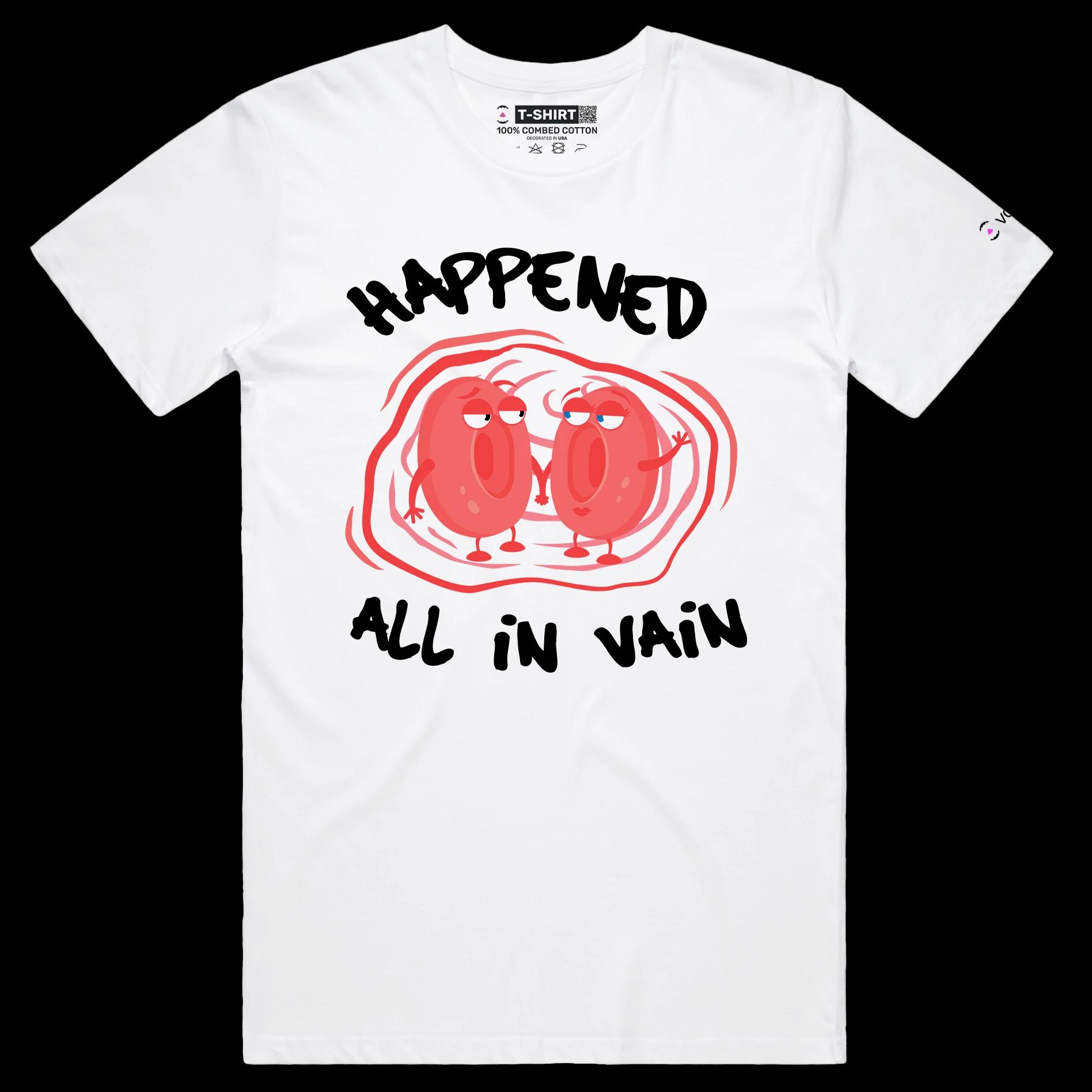 VOICEART White Male Regular Blood Cells in Love Funny T-Shirt Premium Graphic Design All in Vain Romantic Tee