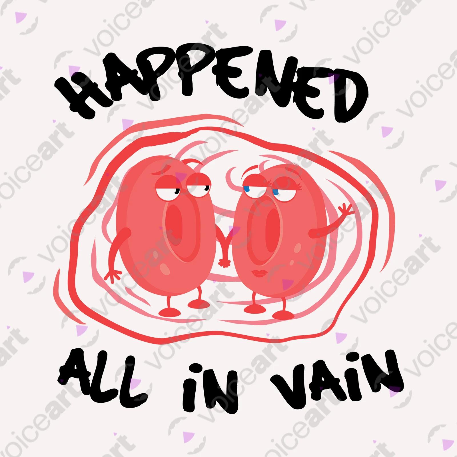 VOICEART White Watermark Blood Cells in Love Funny T-Shirt Premium Graphic Design All in Vain Romantic Tee