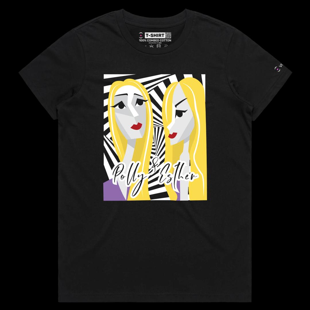 VOICEART Black Female Regular Polyester Funny Wordplay T-Shirt with Premium Quality Graphic Design Two Plastic Women Tee
