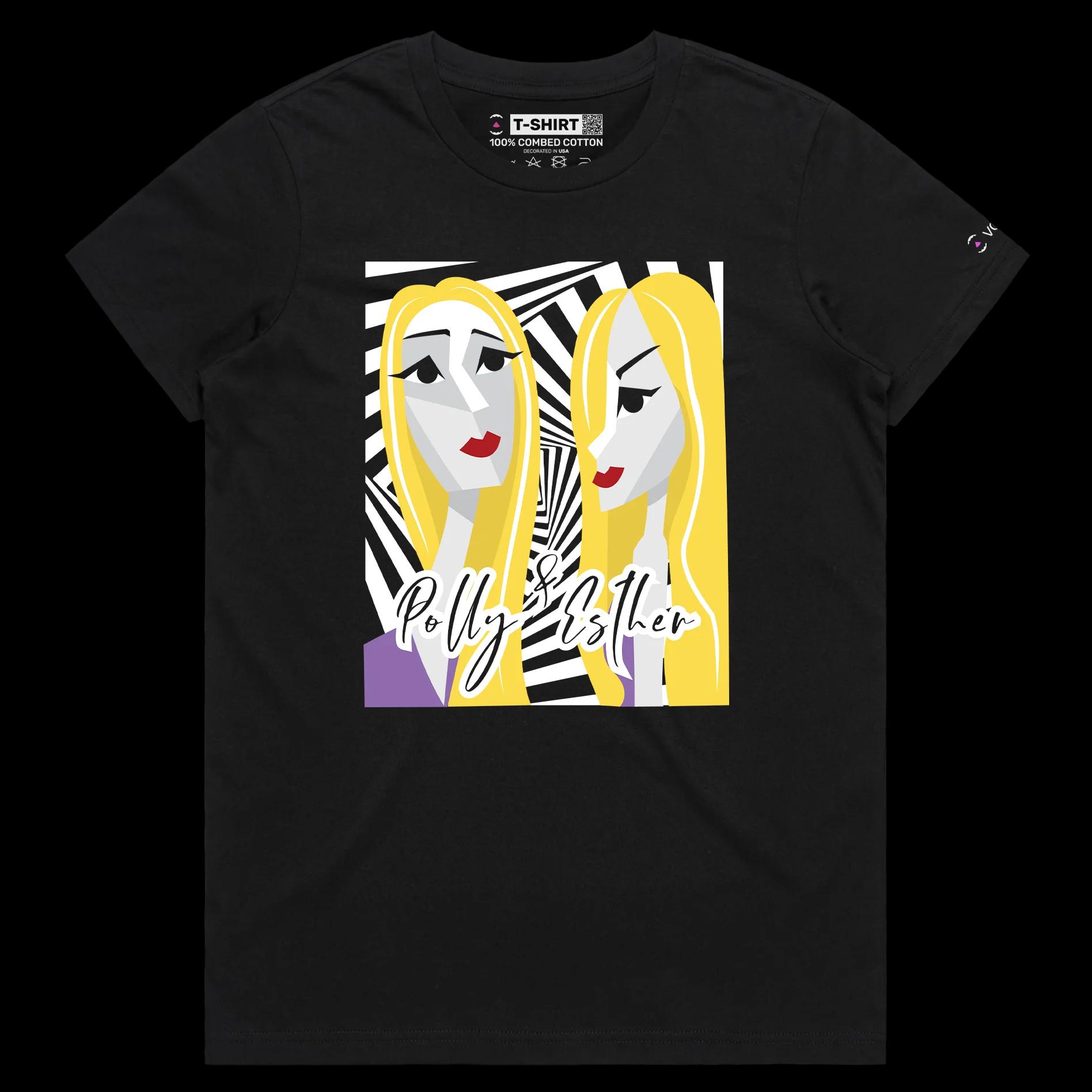 VOICEART Black Female Regular Polyester Funny Wordplay T-Shirt with Premium Quality Graphic Design Two Plastic Women Tee